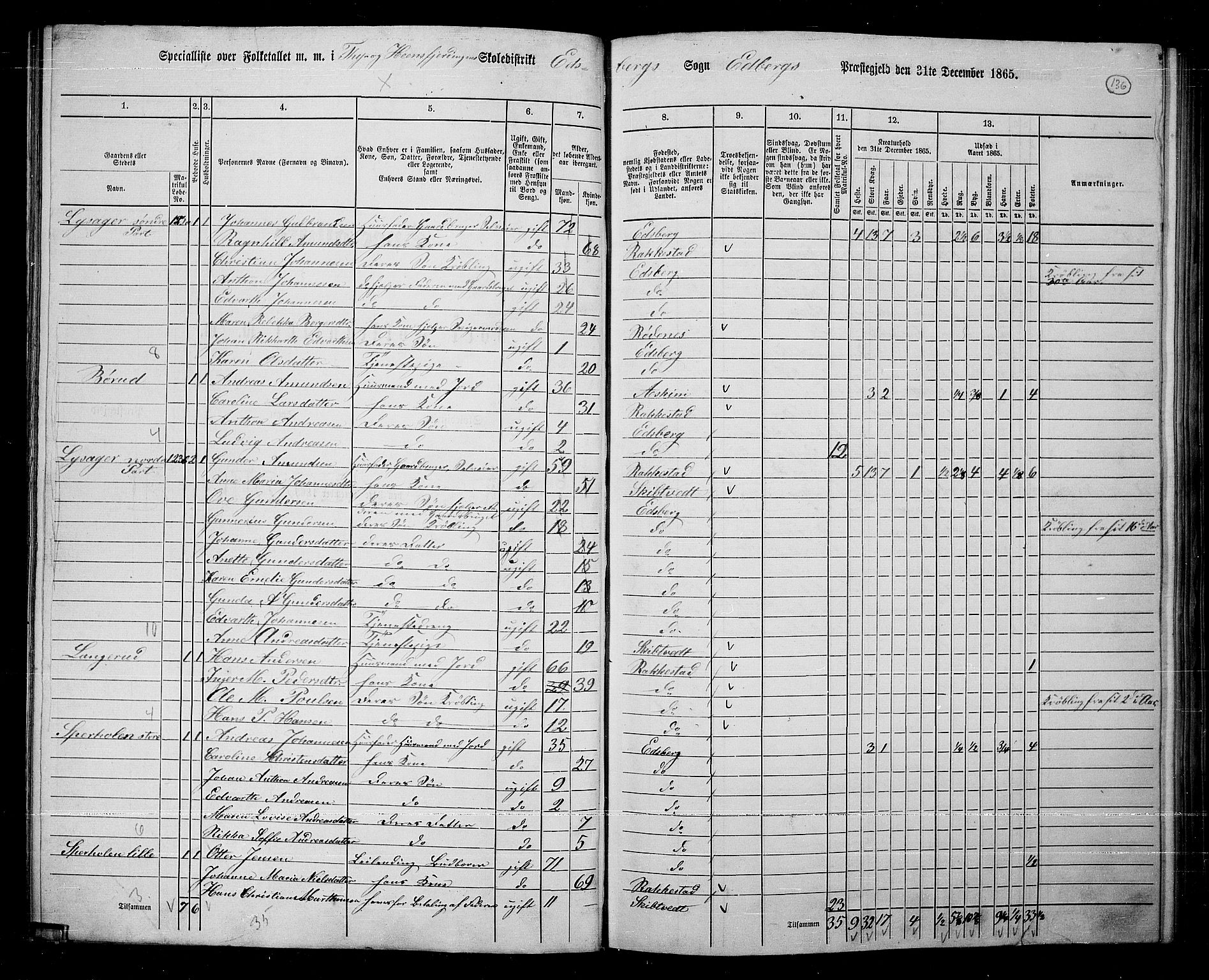 RA, 1865 census for Eidsberg, 1865, p. 123