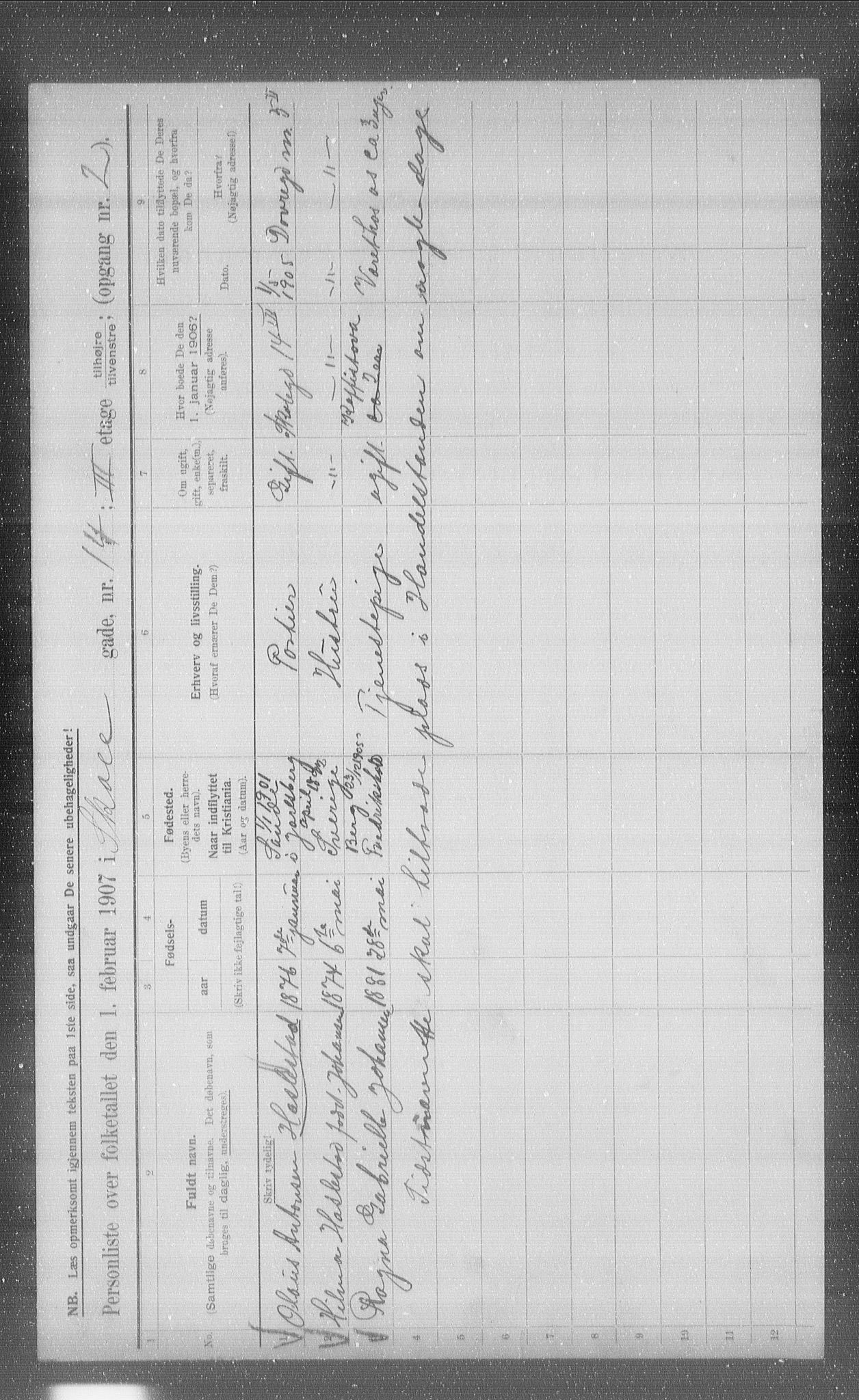 OBA, Municipal Census 1907 for Kristiania, 1907, p. 49205