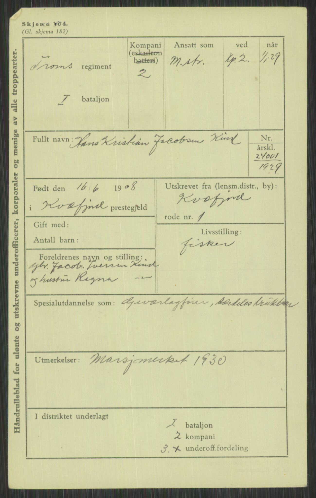 Forsvaret, Troms infanteriregiment nr. 16, AV/RA-RAFA-3146/P/Pa/L0013/0004: Rulleblad / Rulleblad for regimentets menige mannskaper, årsklasse 1929, 1929, p. 627