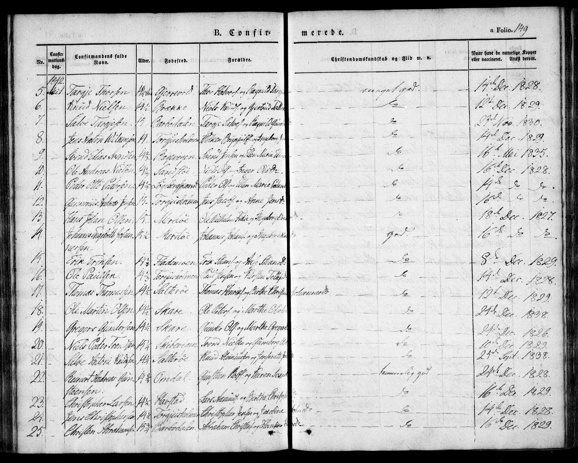 Tromøy sokneprestkontor, AV/SAK-1111-0041/F/Fa/L0004: Parish register (official) no. A 4, 1837-1846, p. 149