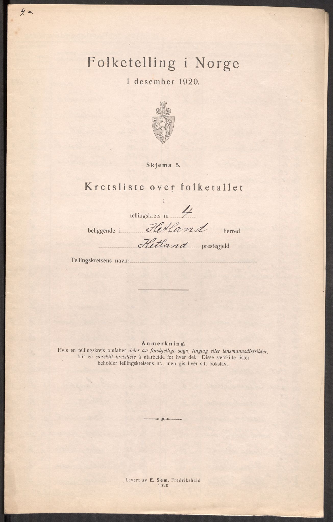 SAST, 1920 census for Hetland, 1920, p. 93