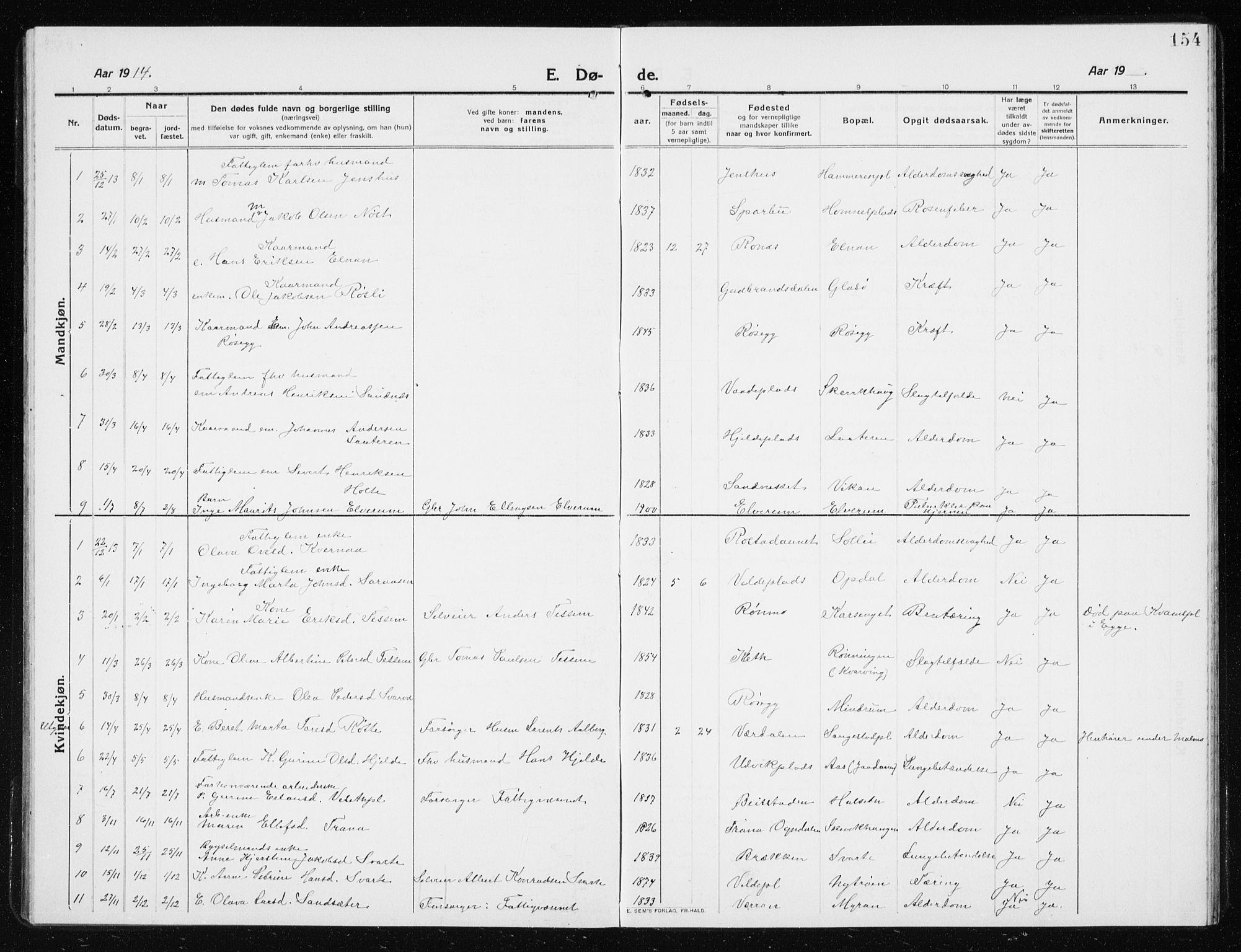 Ministerialprotokoller, klokkerbøker og fødselsregistre - Nord-Trøndelag, AV/SAT-A-1458/741/L0402: Parish register (copy) no. 741C03, 1911-1926, p. 154