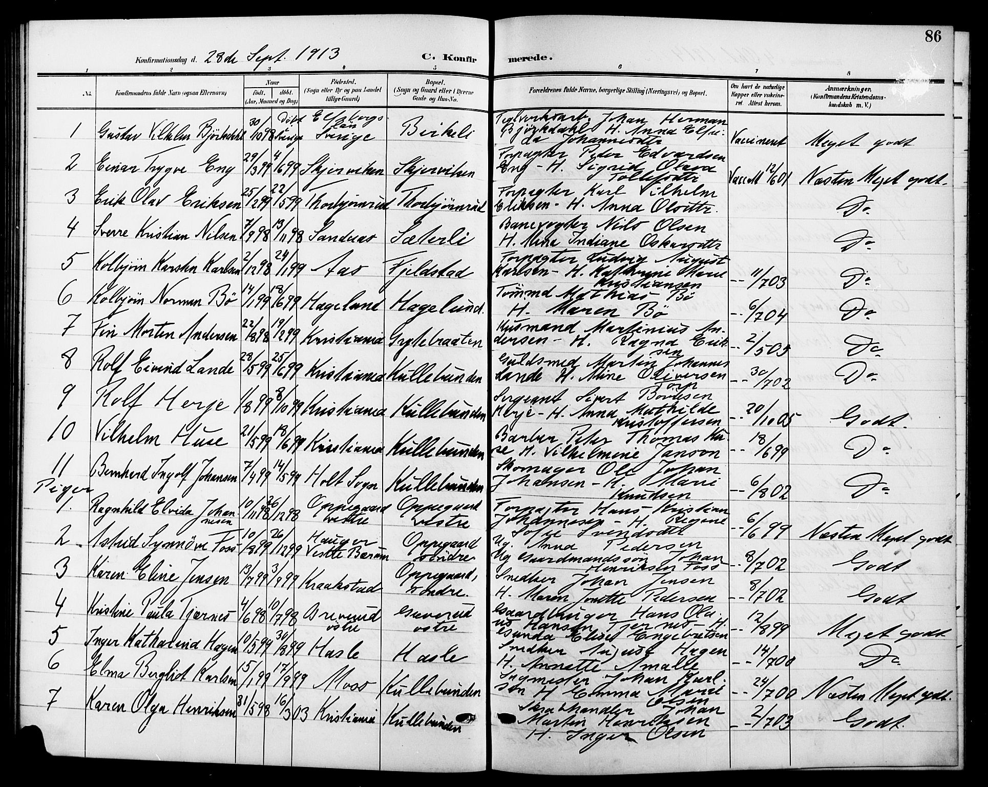 Nesodden prestekontor Kirkebøker, SAO/A-10013/G/Gb/L0001: Parish register (copy) no. II 1, 1905-1924, p. 86