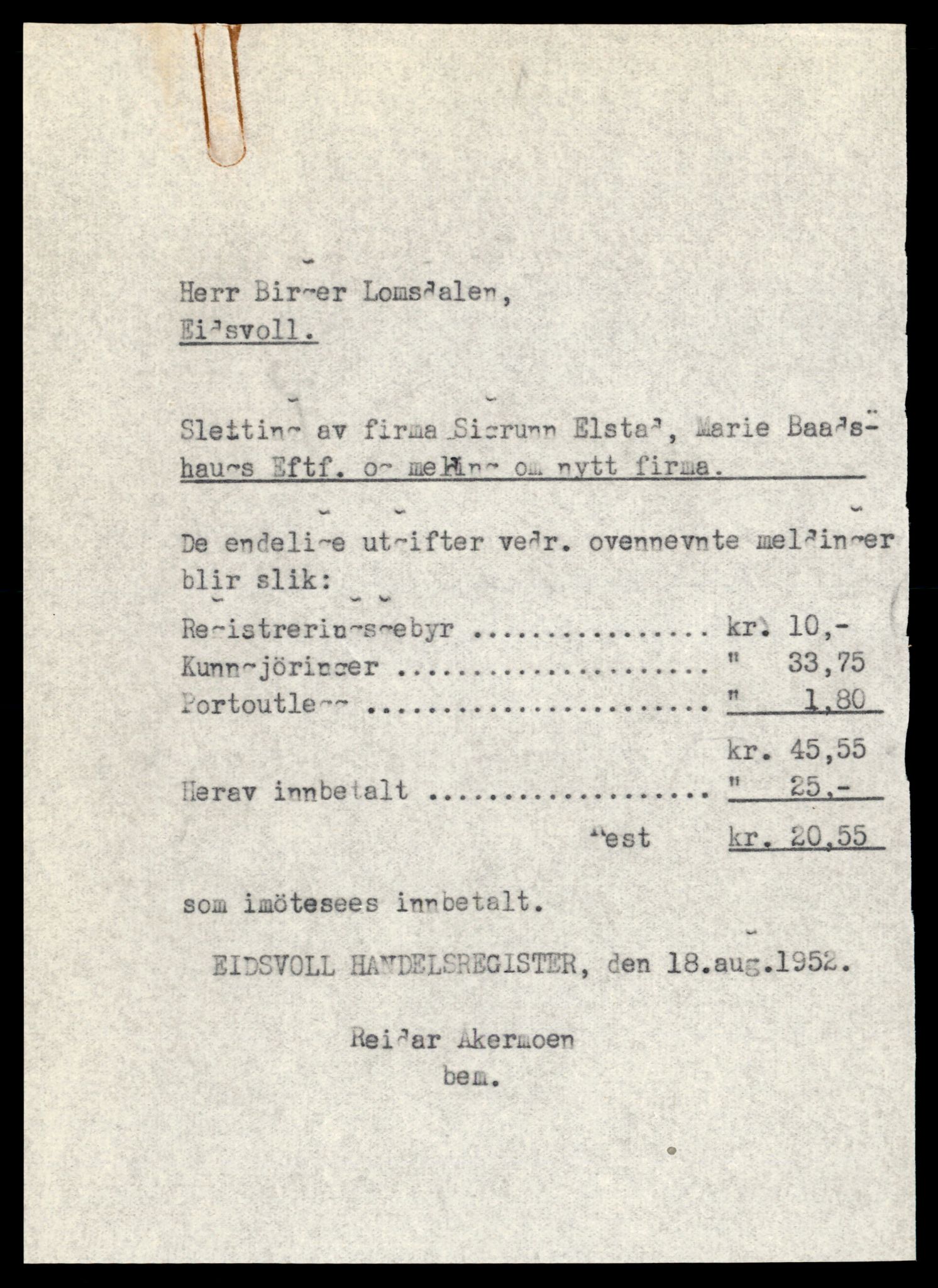 Eidsvoll tingrett, AV/SAT-A-10371/K/Kd/Kda/L0007:  Enkeltmannsforetak, Lo-N , 1944-1990, p. 3