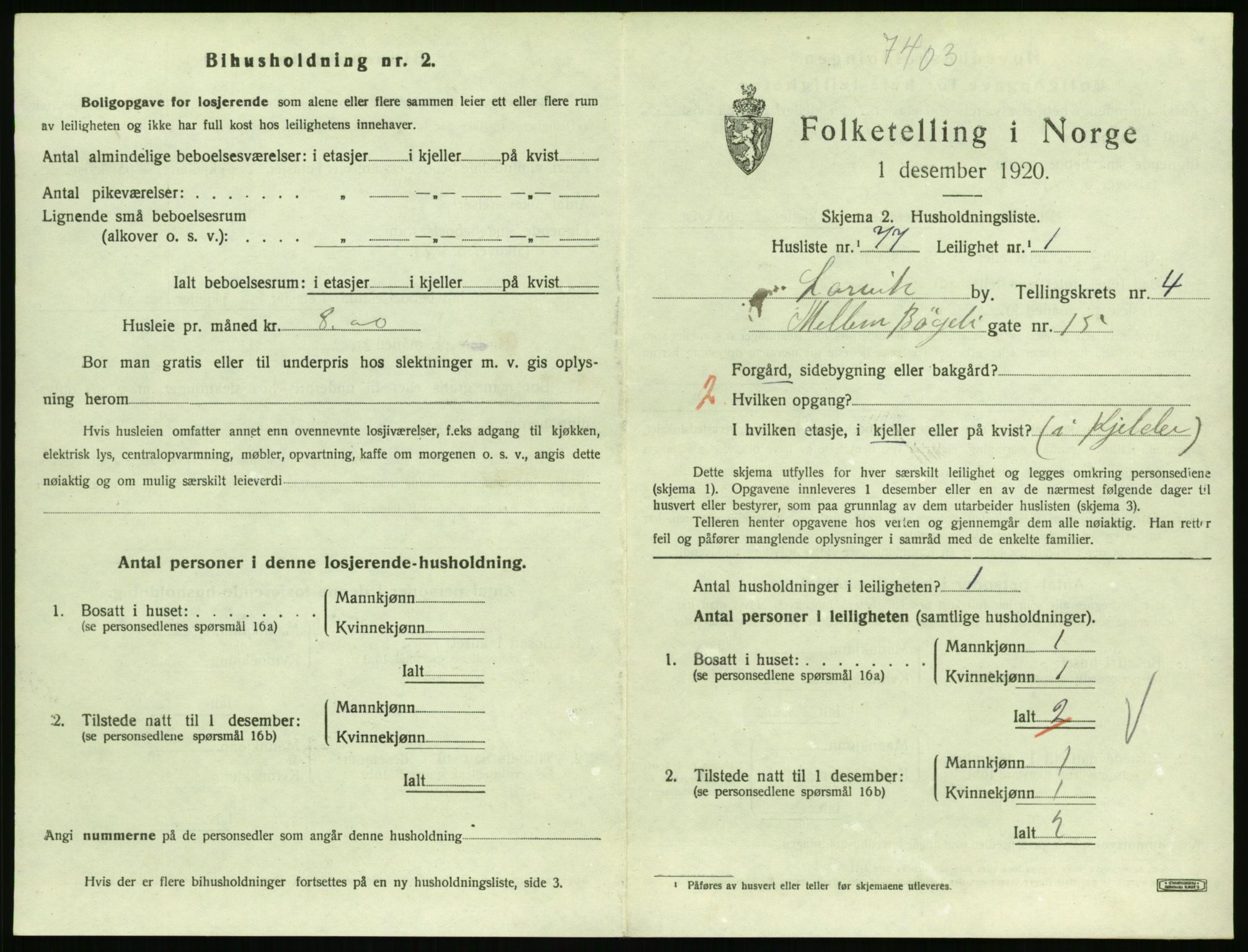 SAKO, 1920 census for Larvik, 1920, p. 4528