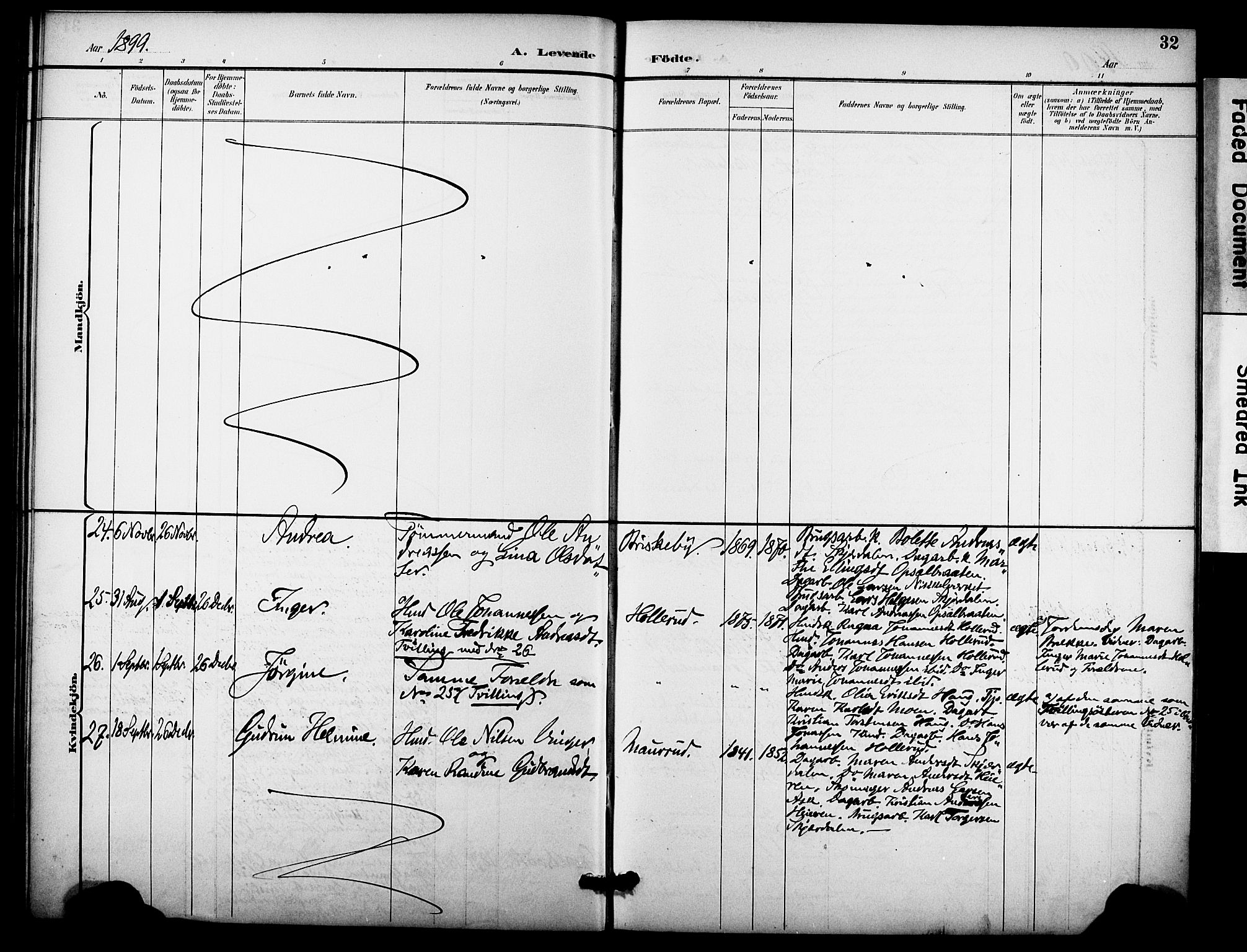 Hole kirkebøker, AV/SAKO-A-228/F/Fb/L0002: Parish register (official) no. II 2, 1892-1906, p. 32