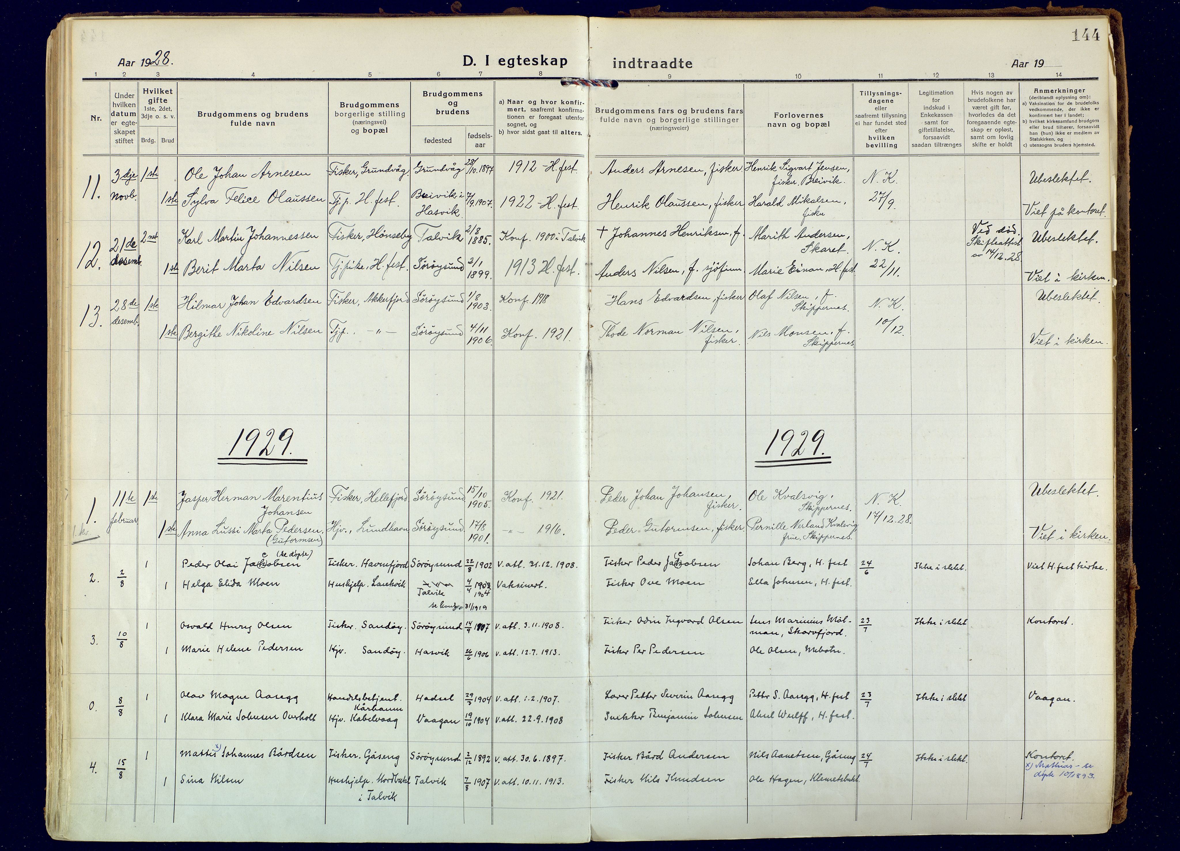 Hammerfest sokneprestkontor, SATØ/S-1347: Parish register (official) no. 18, 1918-1933, p. 144