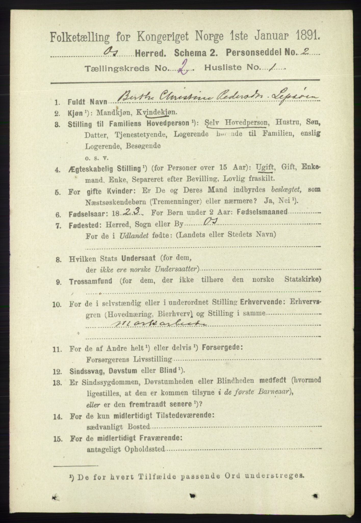 RA, 1891 census for 1243 Os, 1891, p. 433