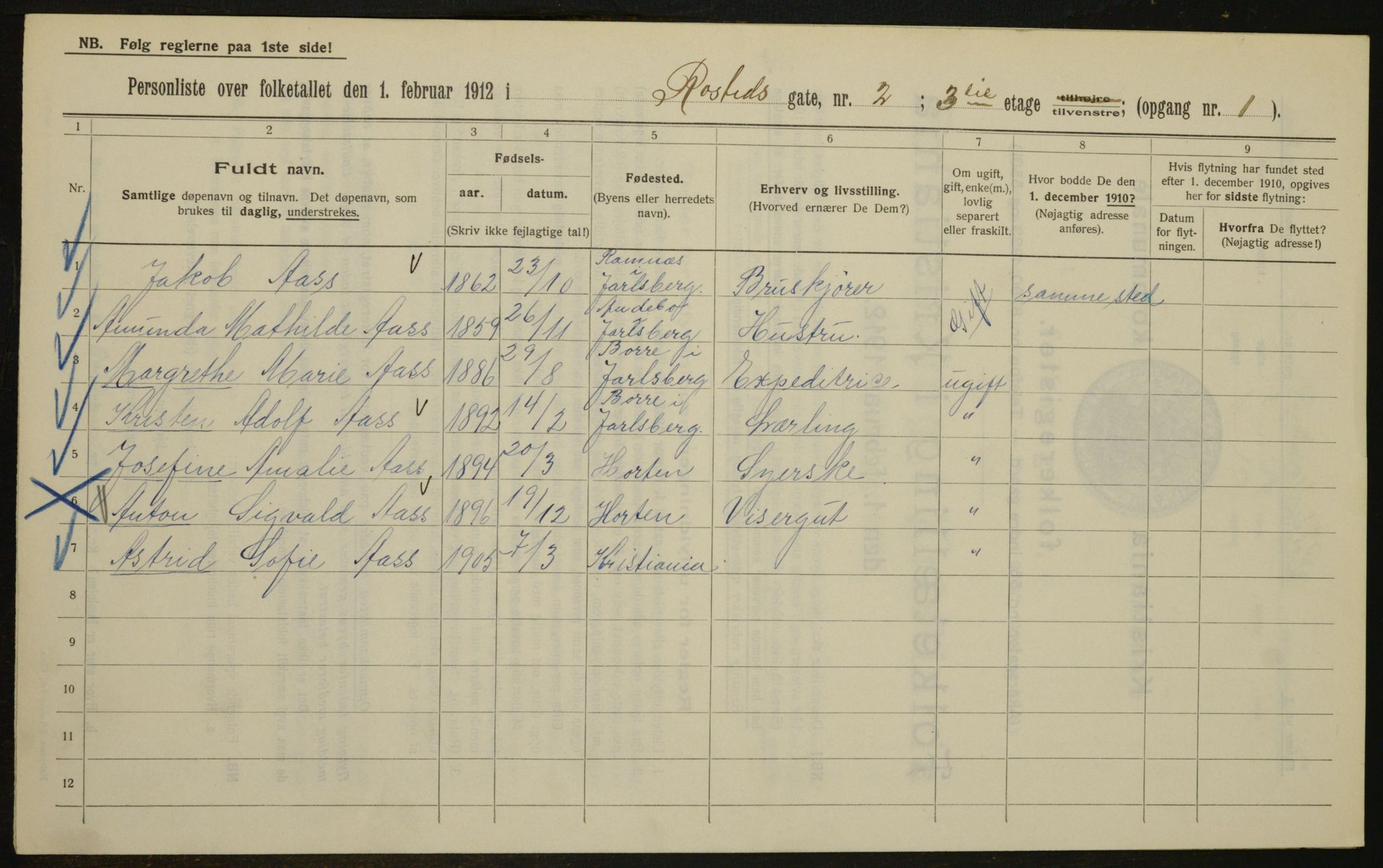 OBA, Municipal Census 1912 for Kristiania, 1912, p. 84276