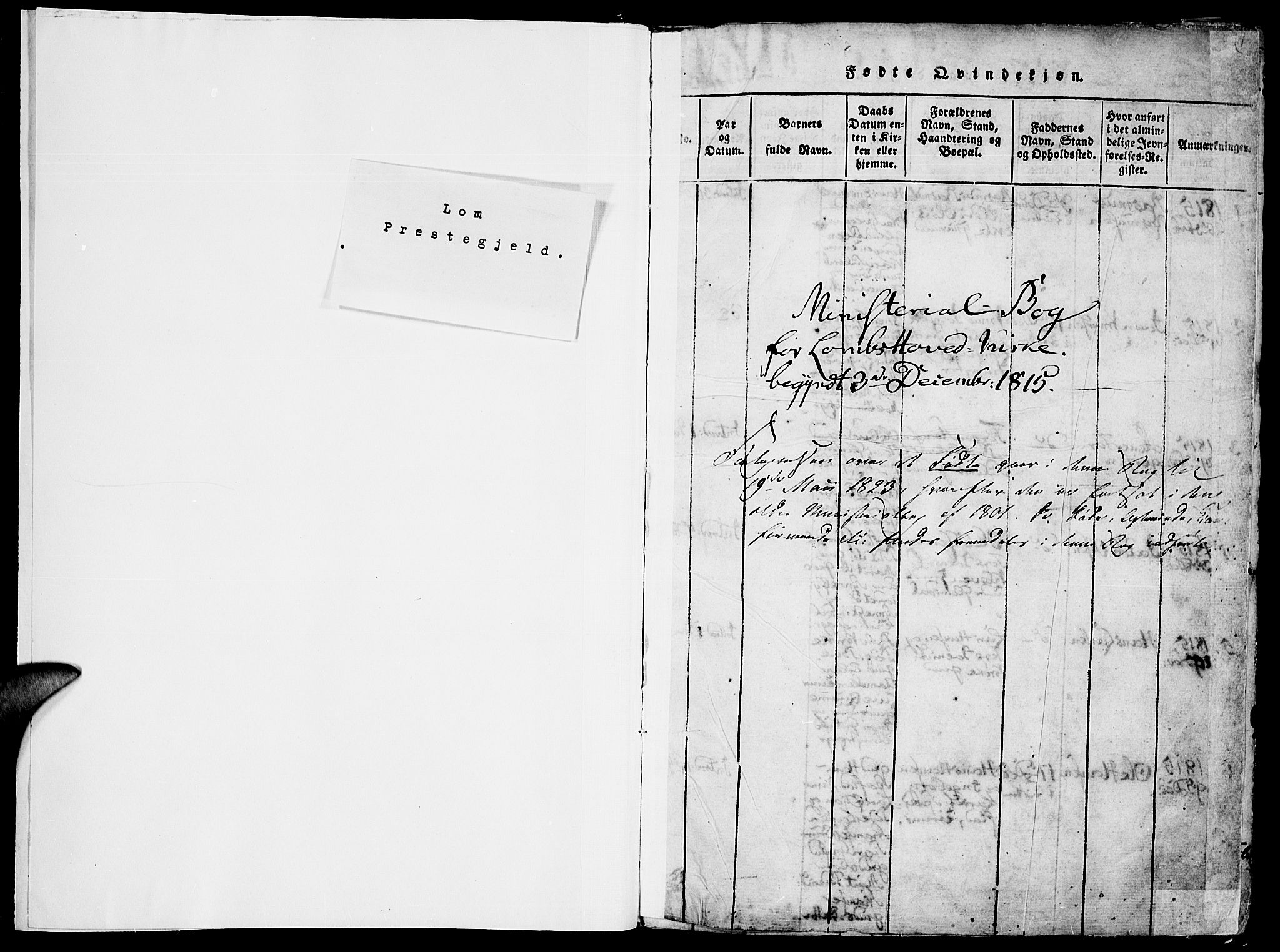 Lom prestekontor, SAH/PREST-070/K/L0004: Parish register (official) no. 4, 1815-1825, p. 1