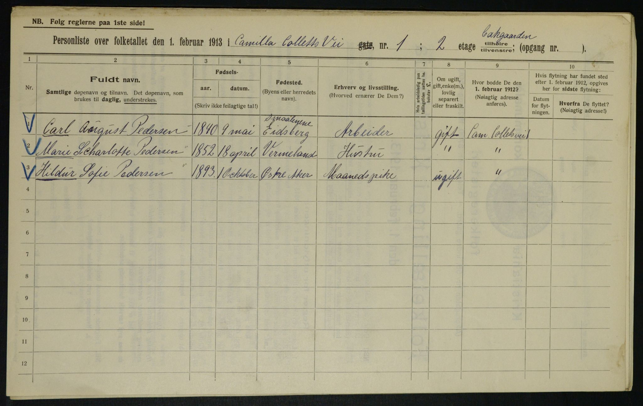 OBA, Municipal Census 1913 for Kristiania, 1913, p. 11581