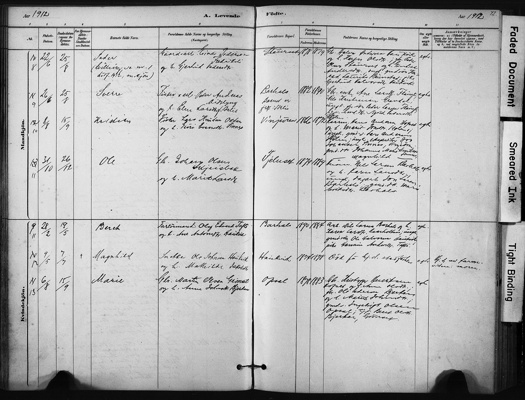 Ministerialprotokoller, klokkerbøker og fødselsregistre - Sør-Trøndelag, SAT/A-1456/631/L0512: Parish register (official) no. 631A01, 1879-1912, p. 72