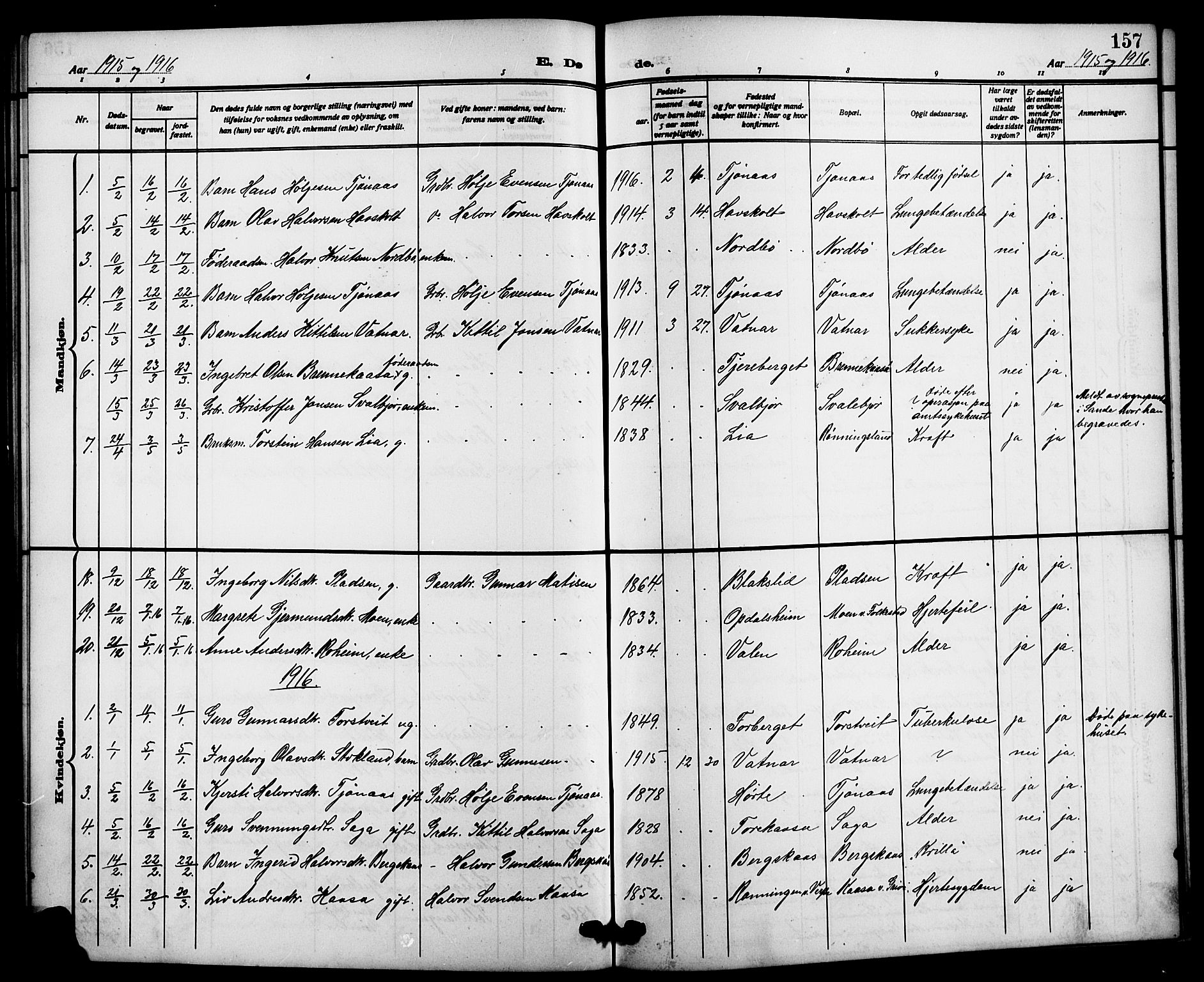 Bø kirkebøker, SAKO/A-257/G/Ga/L0007: Parish register (copy) no. 7, 1909-1924, p. 157