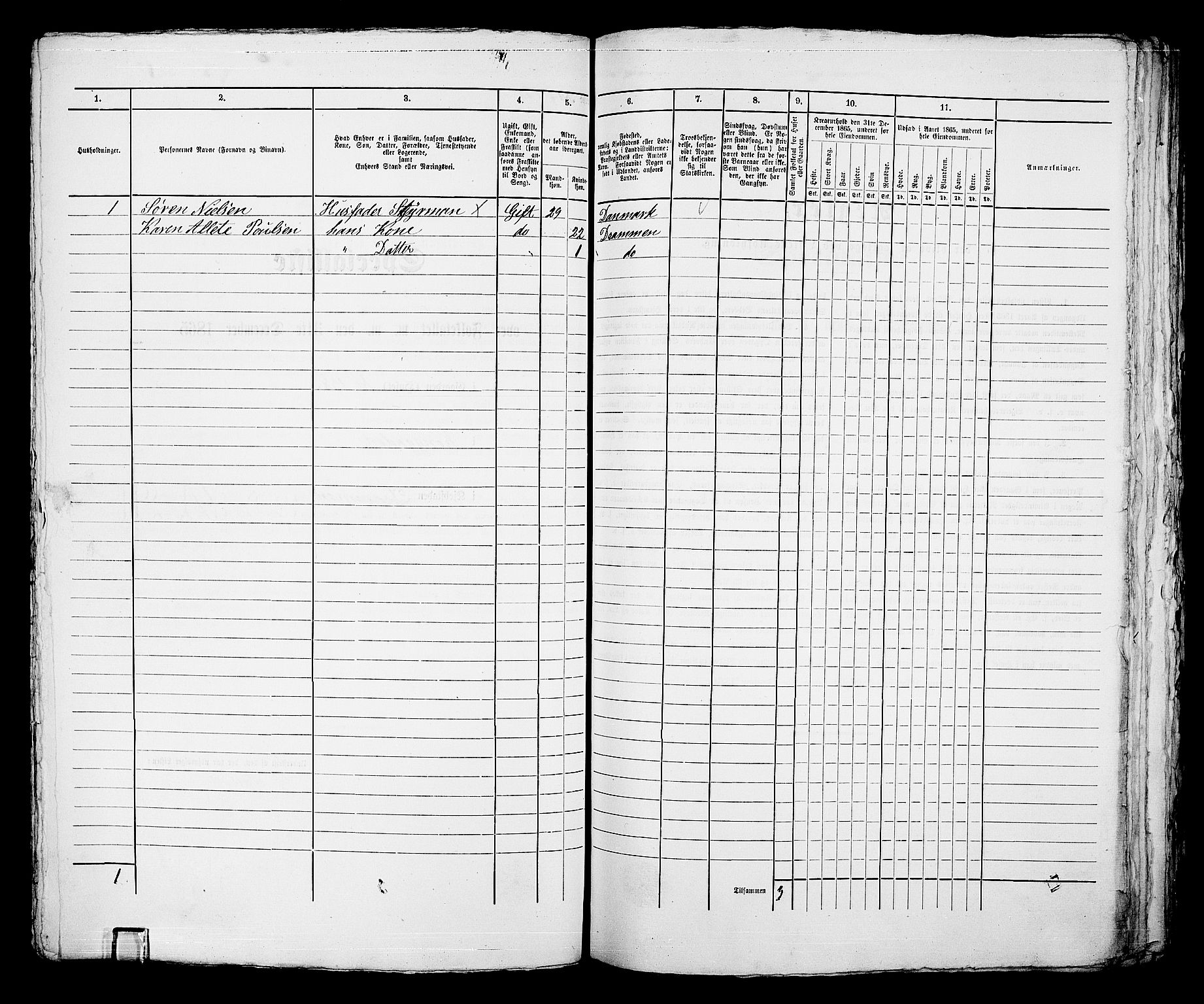 RA, 1865 census for Bragernes in Drammen, 1865, p. 308