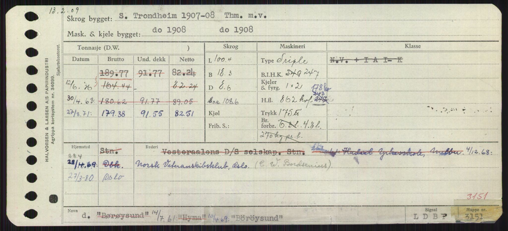 Sjøfartsdirektoratet med forløpere, Skipsmålingen, RA/S-1627/H/Ha/L0001/0002: Fartøy, A-Eig / Fartøy Bjør-Eig, p. 501