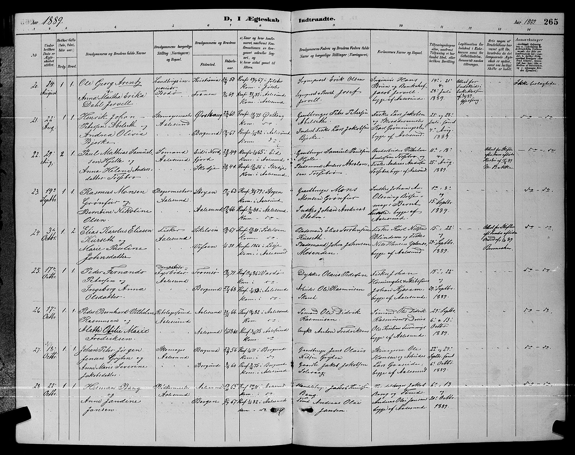 Ministerialprotokoller, klokkerbøker og fødselsregistre - Møre og Romsdal, AV/SAT-A-1454/529/L0467: Parish register (copy) no. 529C04, 1889-1897, p. 265