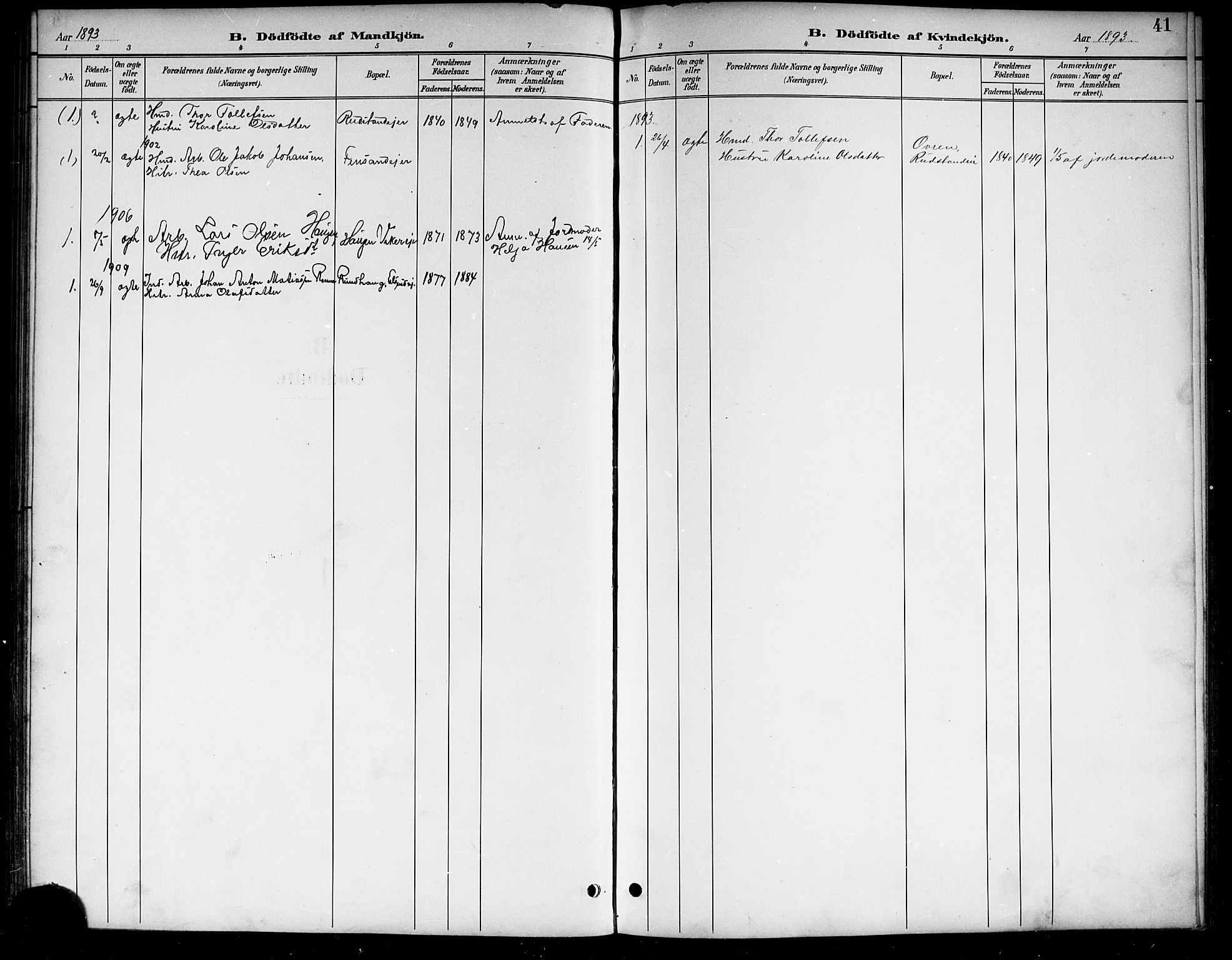 Ådal kirkebøker, SAKO/A-248/G/Ga/L0004: Parish register (copy) no.  I 4, 1891-1920, p. 41
