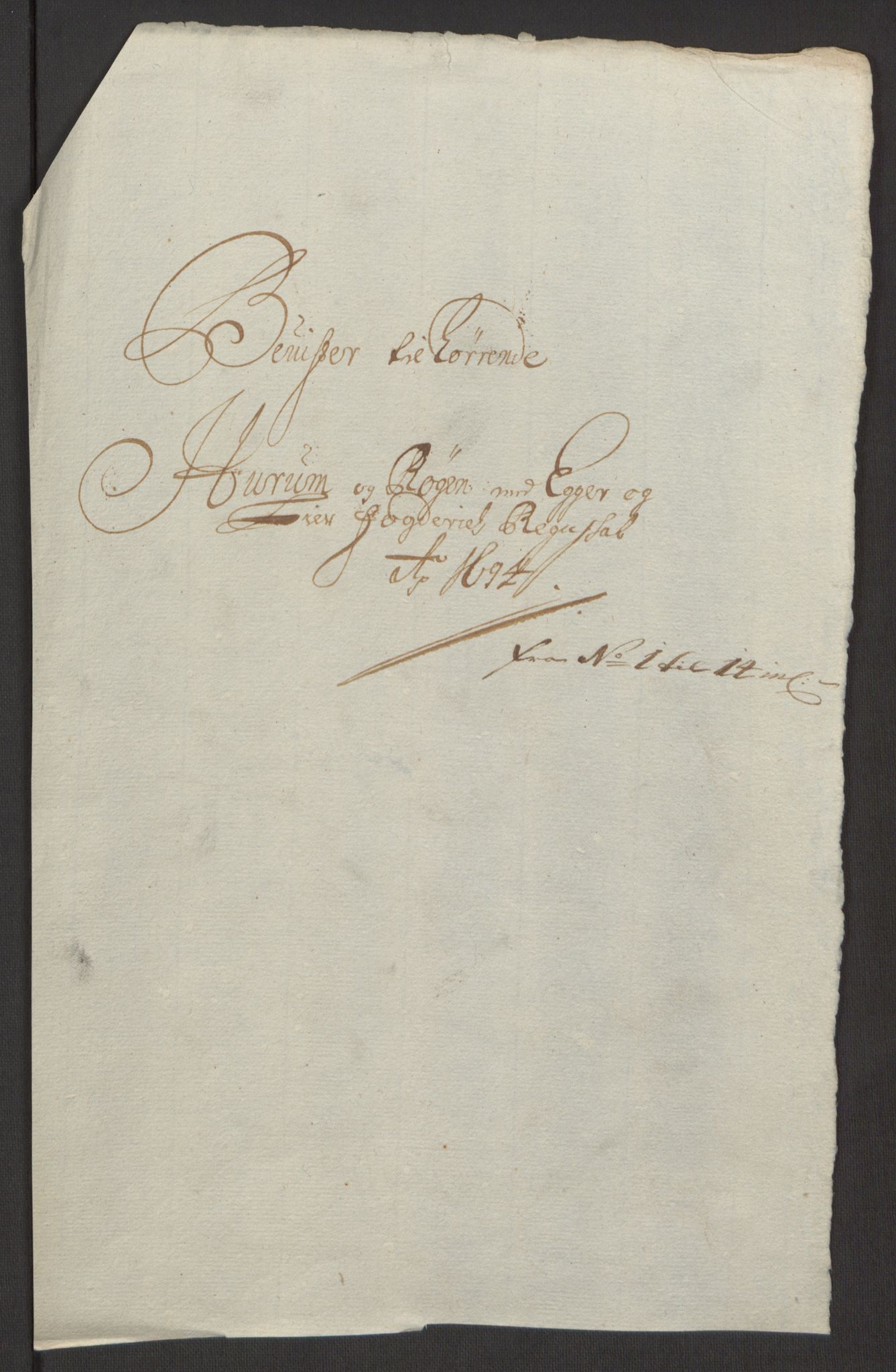 Rentekammeret inntil 1814, Reviderte regnskaper, Fogderegnskap, AV/RA-EA-4092/R30/L1694: Fogderegnskap Hurum, Røyken, Eiker og Lier, 1694-1696, p. 13