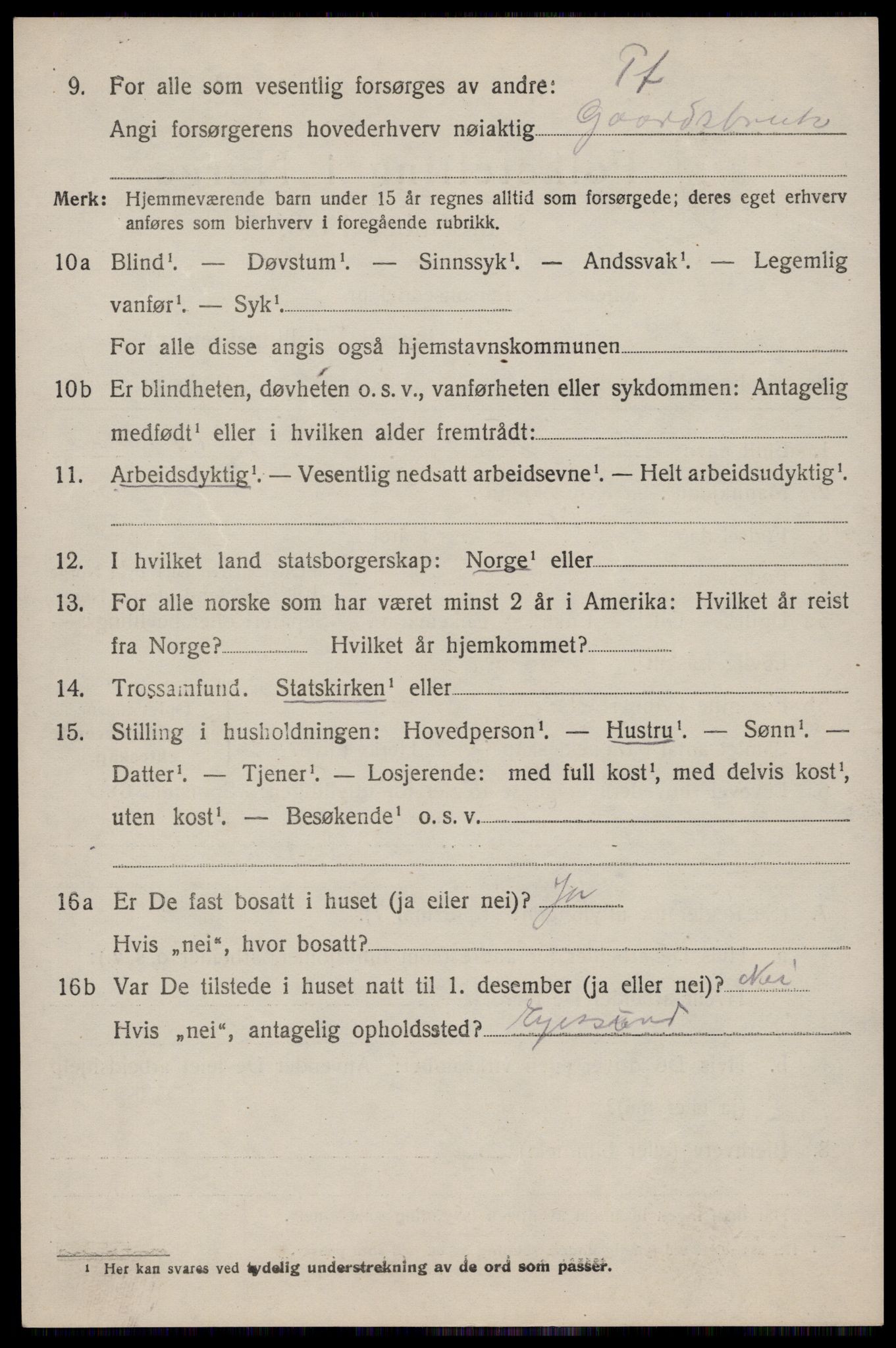 SAST, 1920 census for Bjerkreim, 1920, p. 2127