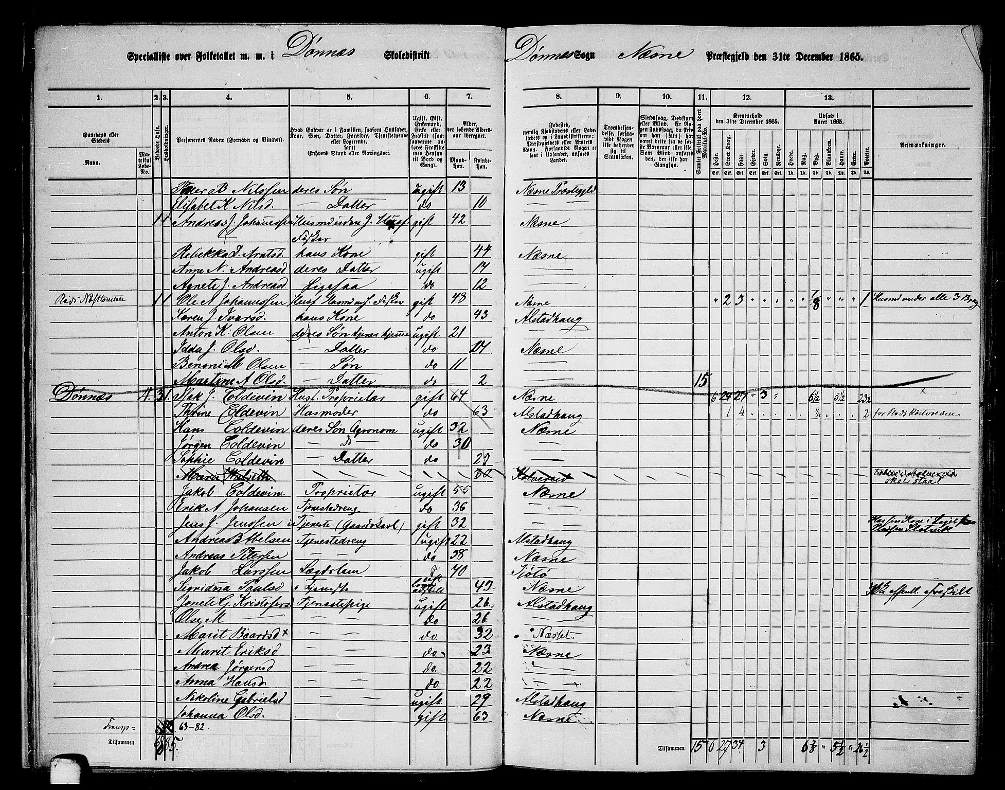 RA, 1865 census for Nesna, 1865, p. 28