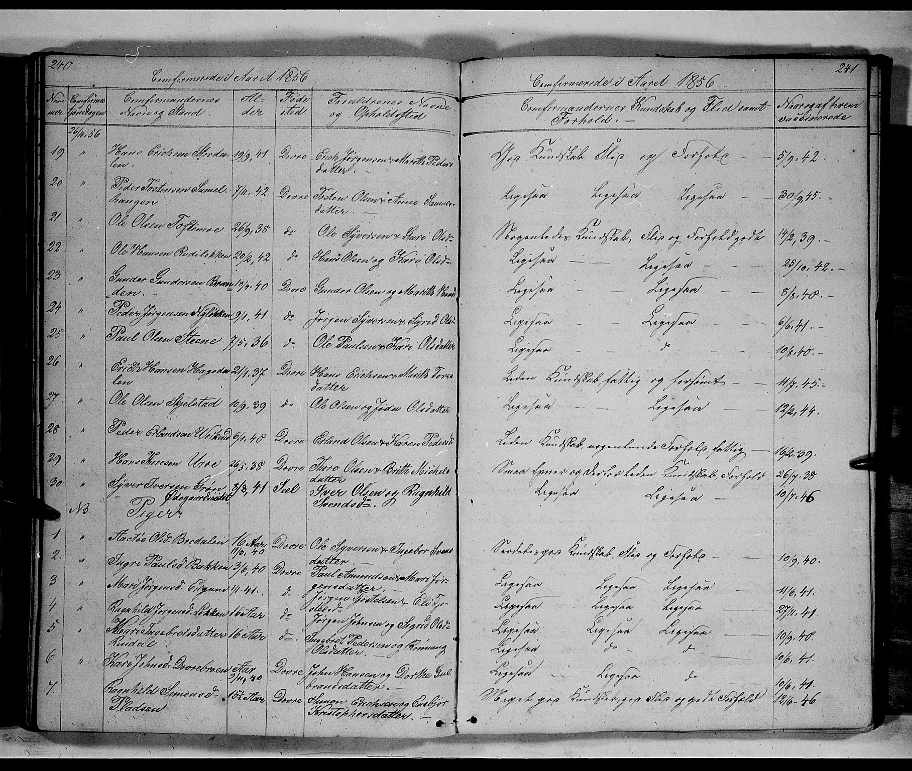 Lesja prestekontor, AV/SAH-PREST-068/H/Ha/Hab/L0003: Parish register (copy) no. 3, 1842-1862, p. 240-241