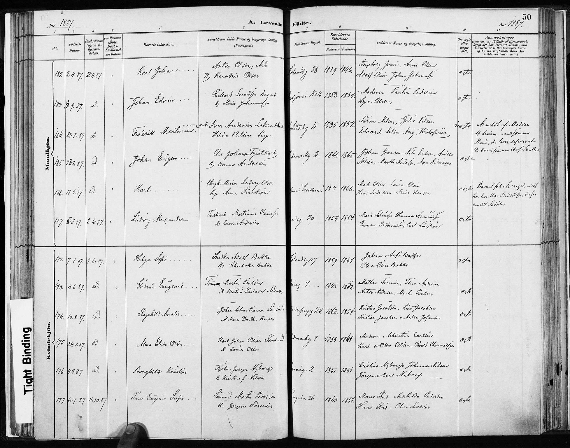Kampen prestekontor Kirkebøker, SAO/A-10853/F/Fa/L0003: Parish register (official) no. I 3, 1886-1892, p. 50