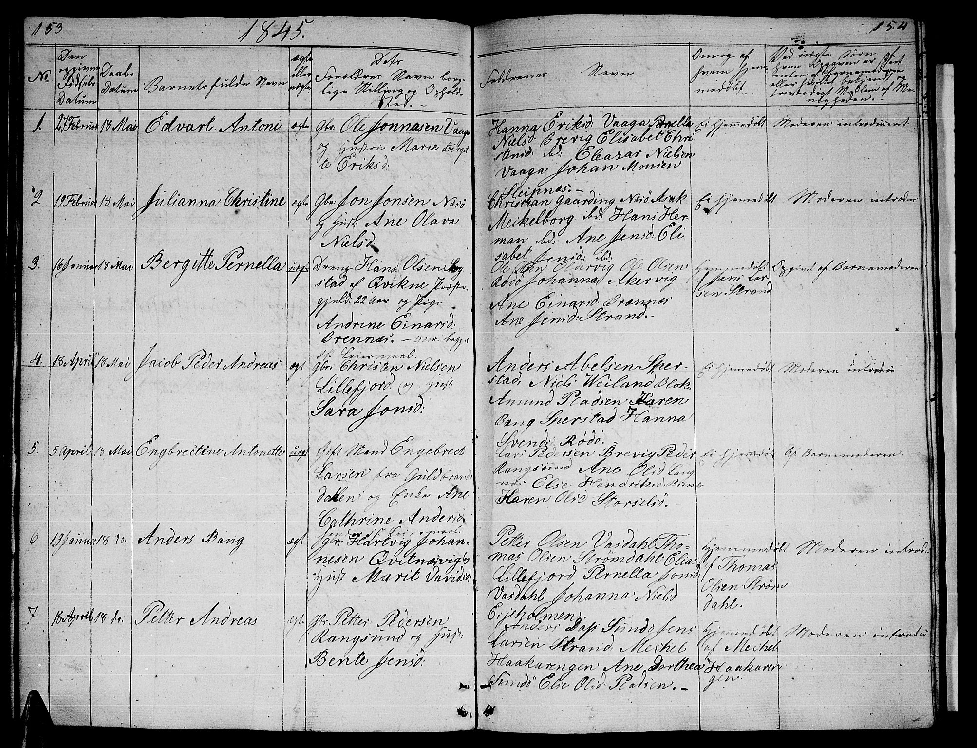 Ministerialprotokoller, klokkerbøker og fødselsregistre - Nordland, SAT/A-1459/841/L0618: Parish register (copy) no. 841C02, 1833-1855, p. 153-154