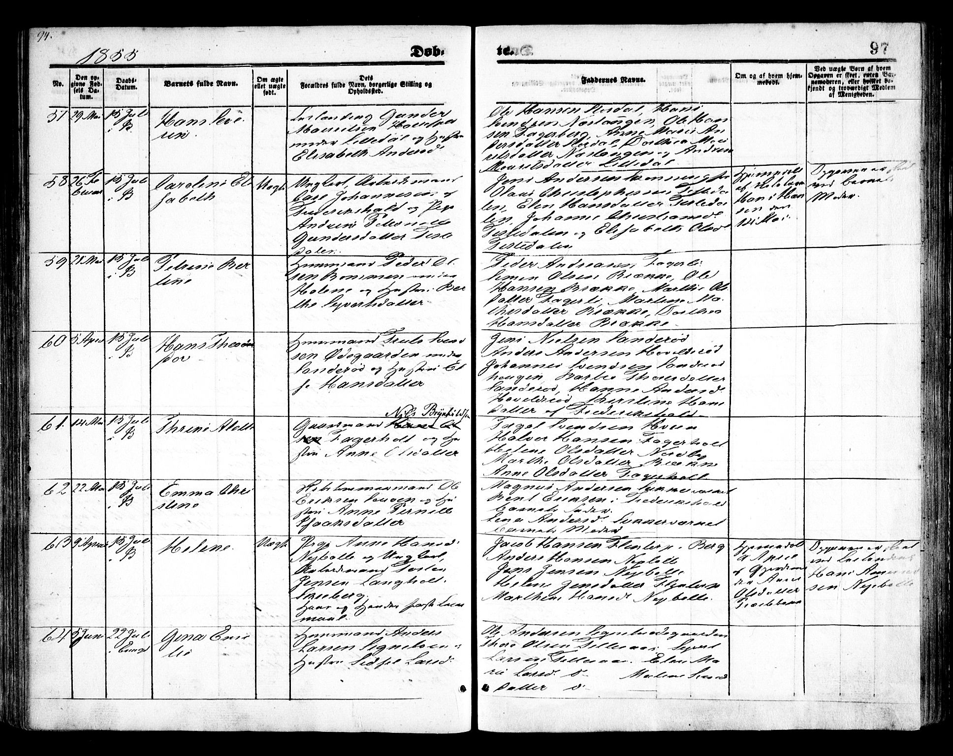 Idd prestekontor Kirkebøker, AV/SAO-A-10911/F/Fc/L0004a: Parish register (official) no. III 4A, 1848-1860, p. 97