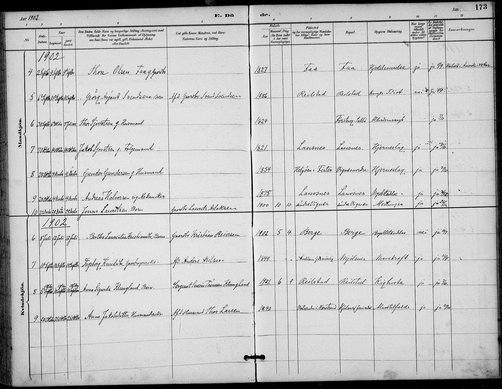 Finnøy sokneprestkontor, AV/SAST-A-101825/H/Ha/Haa/L0011: Parish register (official) no. A 11, 1891-1910, p. 173