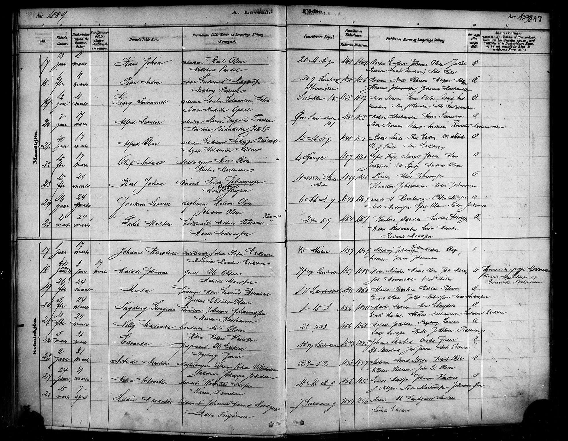 Sandviken Sokneprestembete, AV/SAB-A-77601/H/Ha/L0004: Parish register (official) no. B 1, 1878-1891, p. 247