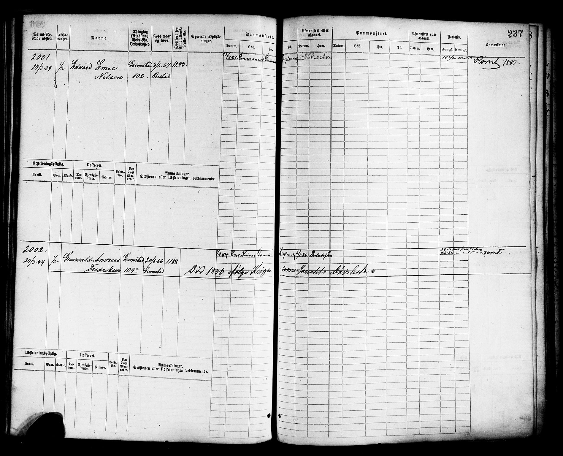 Grimstad mønstringskrets, SAK/2031-0013/F/Fb/L0011: Hovedrulle nr 1529-2290, V-24, 1877-1889, p. 244