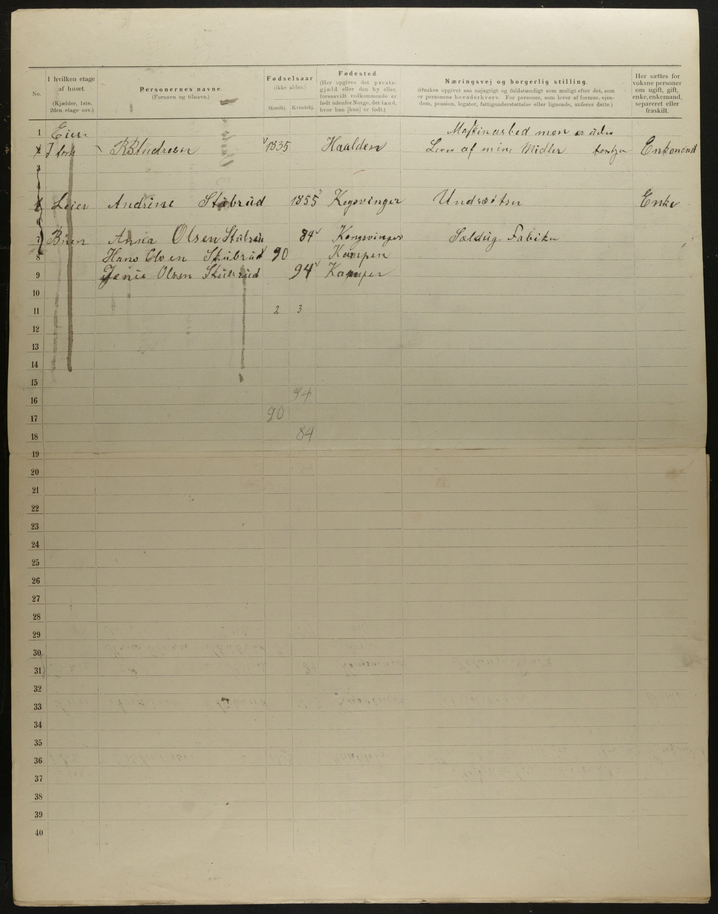 OBA, Municipal Census 1901 for Kristiania, 1901, p. 8114