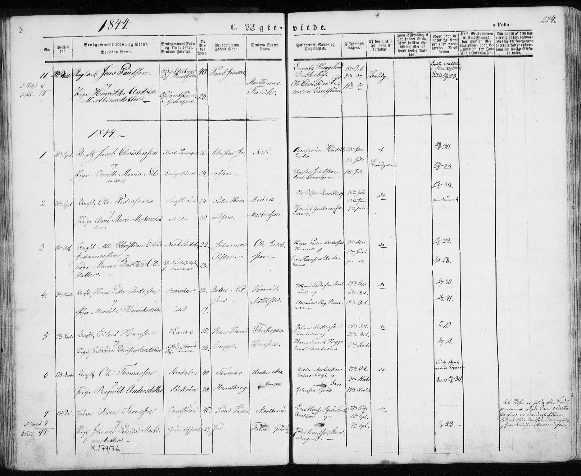 Karlsøy sokneprestembete, SATØ/S-1299/H/Ha/Haa/L0003kirke: Parish register (official) no. 3, 1843-1860, p. 224