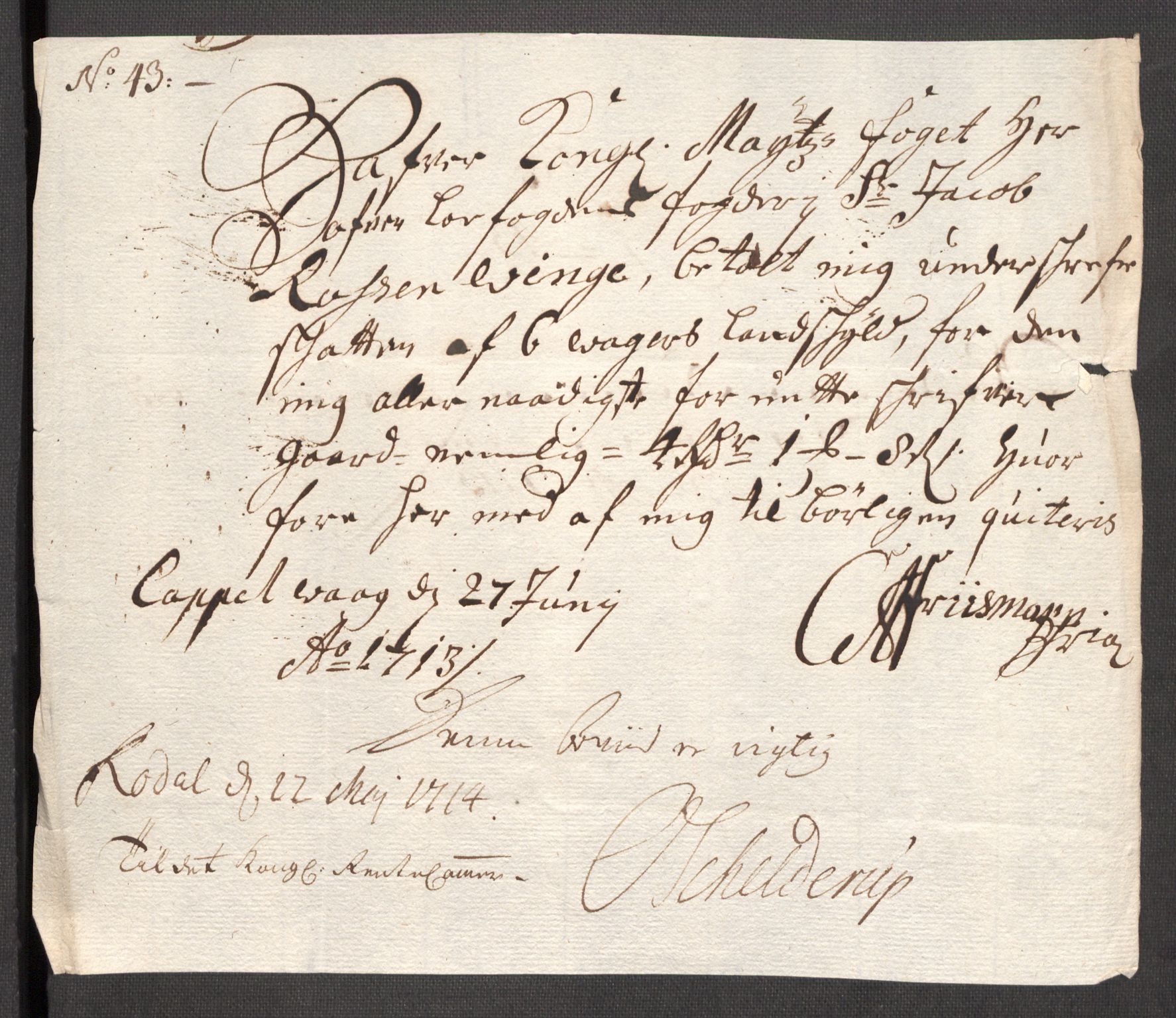 Rentekammeret inntil 1814, Reviderte regnskaper, Fogderegnskap, AV/RA-EA-4092/R67/L4679: Fogderegnskap Vesterålen, Andenes og Lofoten, 1711-1713, p. 276