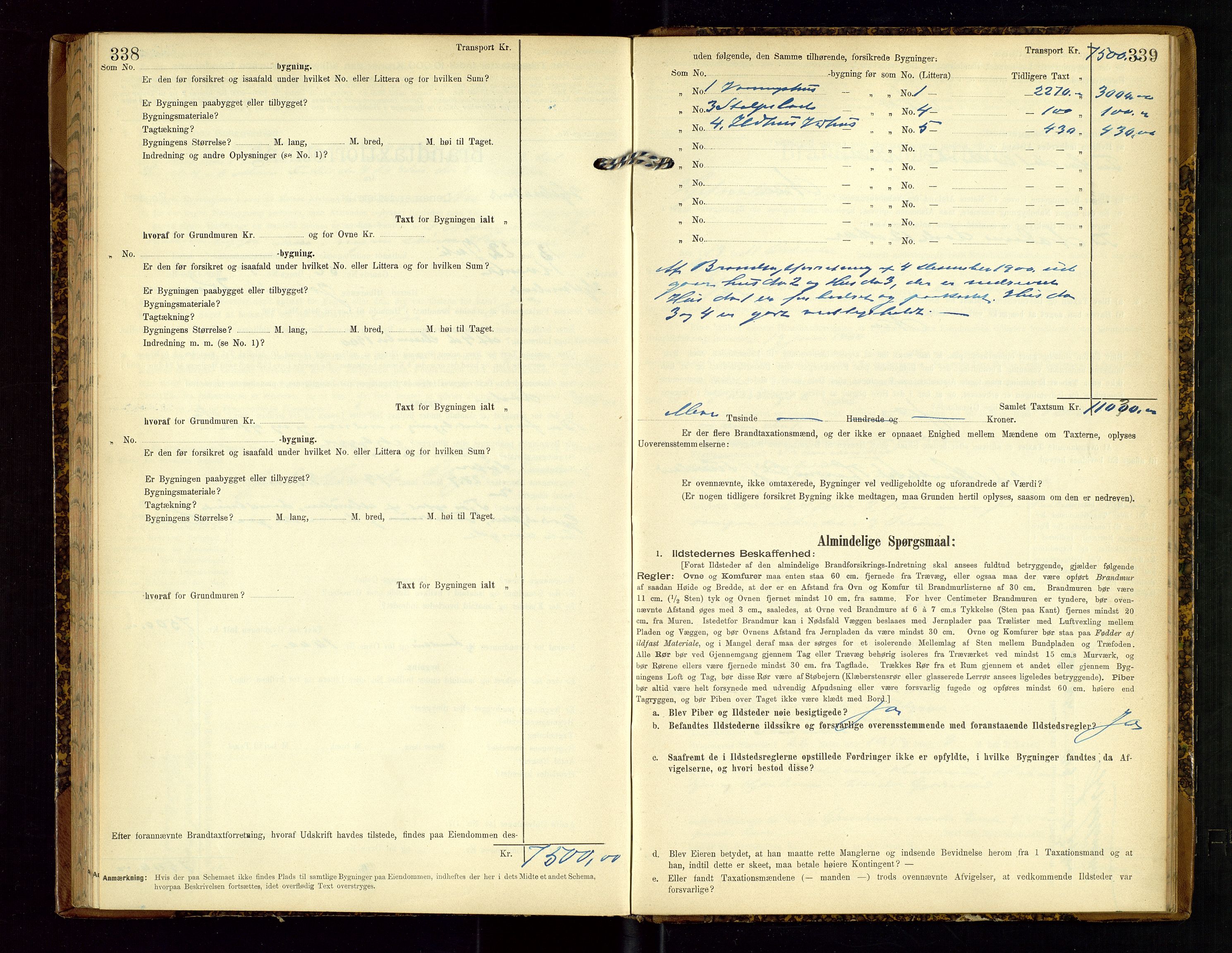 Hjelmeland lensmannskontor, SAST/A-100439/Gob/L0002: "Brandtaxationsprotokol", 1904-1920, p. 338-339