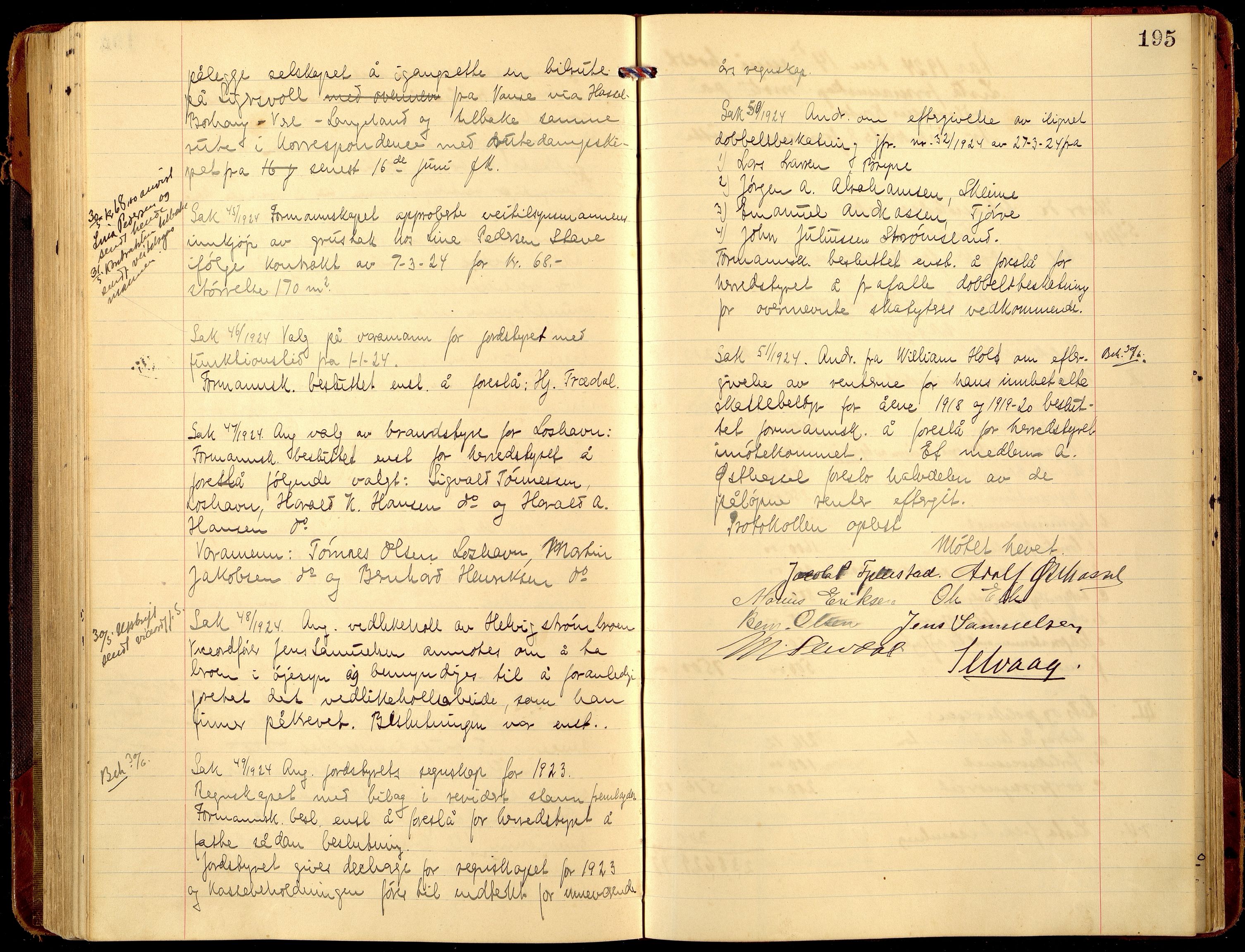 Lista kommune - Formannskapet, ARKSOR/1003LI120/A/L0008: Møtebok (d), 1921-1925, p. 194b-195a