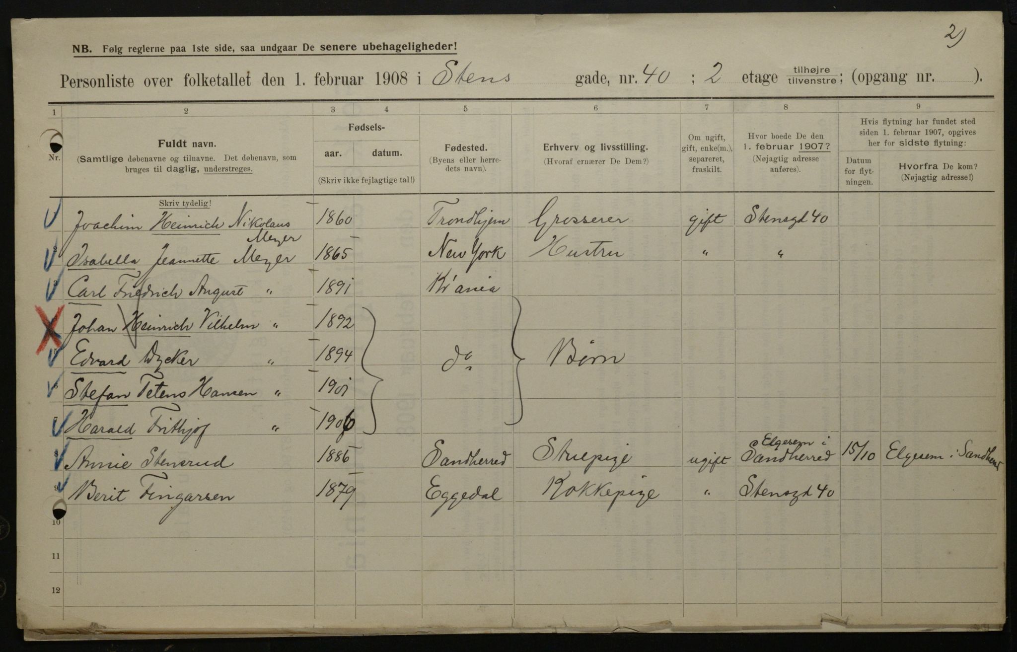 OBA, Municipal Census 1908 for Kristiania, 1908, p. 91950