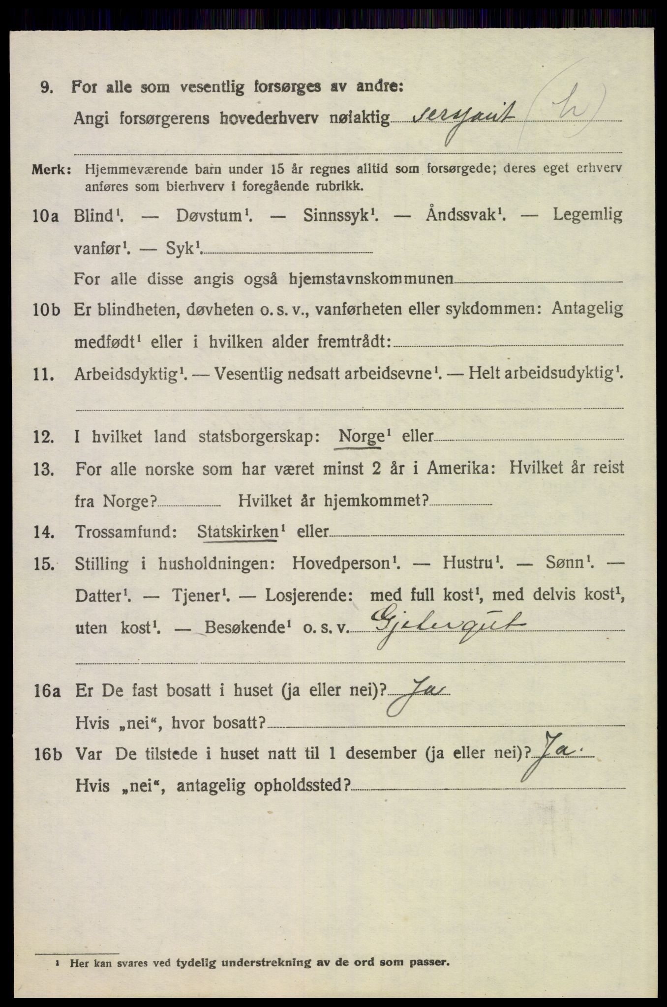 SAH, 1920 census for Trysil, 1920, p. 15538