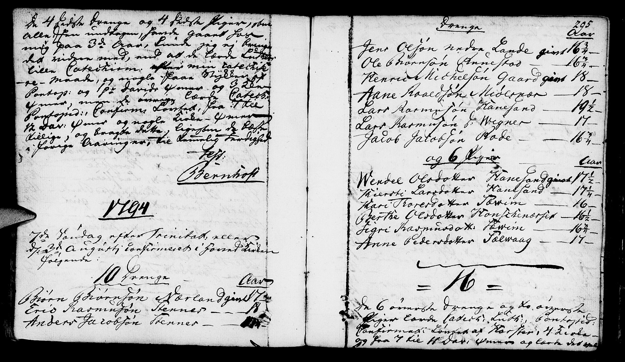 Finnøy sokneprestkontor, SAST/A-101825/H/Ha/Haa/L0005: Parish register (official) no. A 5, 1773-1816, p. 295