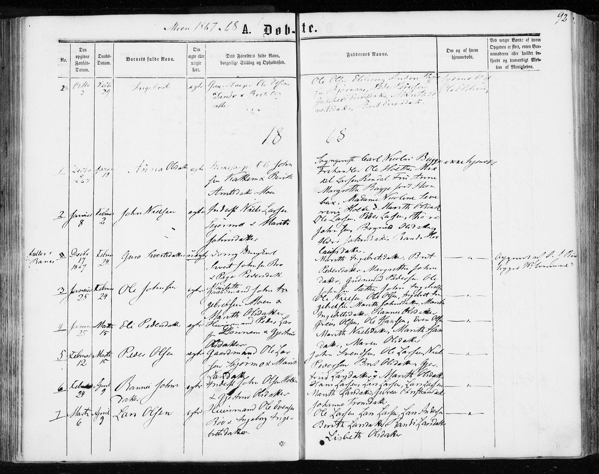 Ministerialprotokoller, klokkerbøker og fødselsregistre - Møre og Romsdal, SAT/A-1454/595/L1045: Parish register (official) no. 595A07, 1863-1873, p. 92