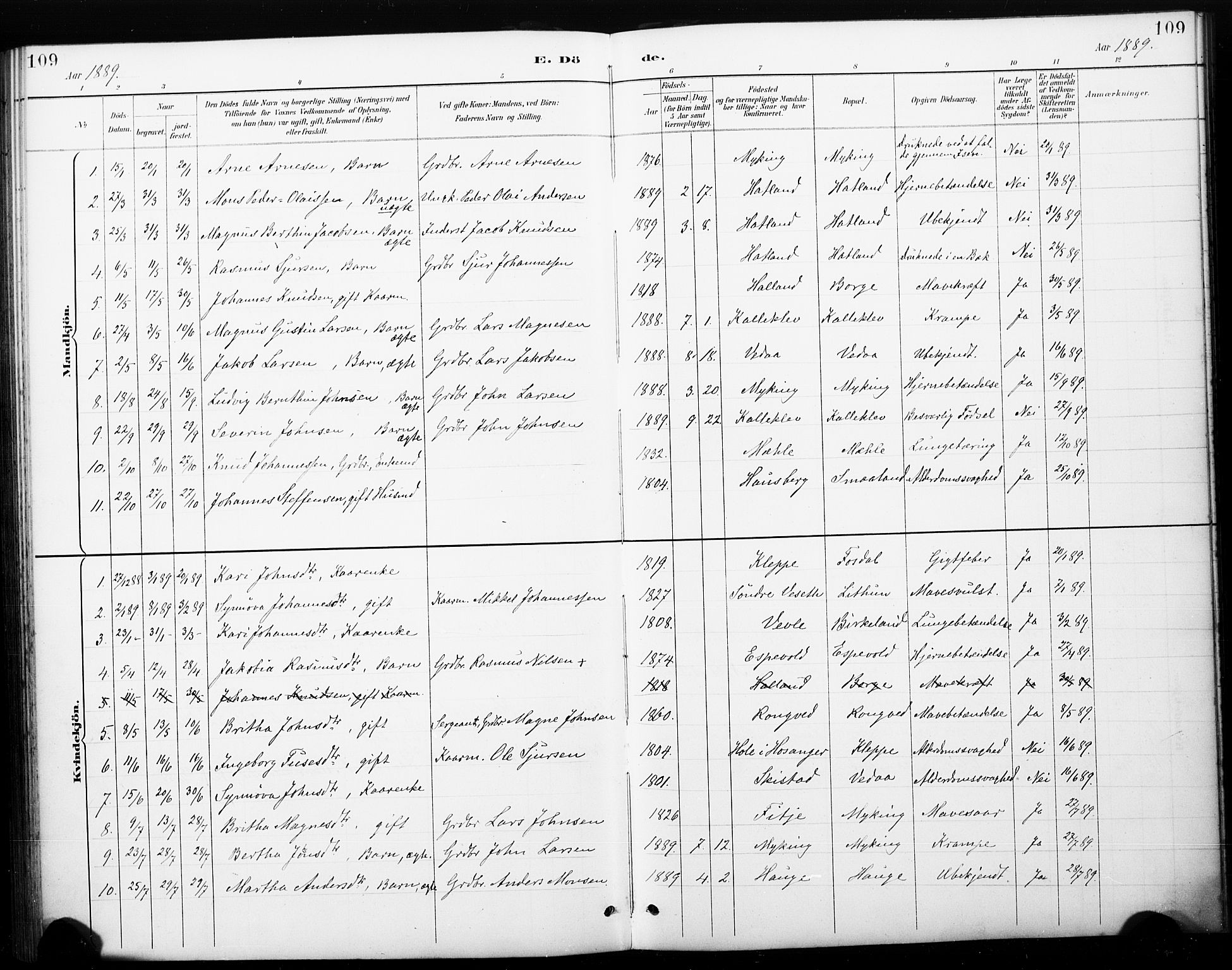 Haus sokneprestembete, AV/SAB-A-75601/H/Haa: Parish register (official) no. C 1, 1887-1899, p. 109