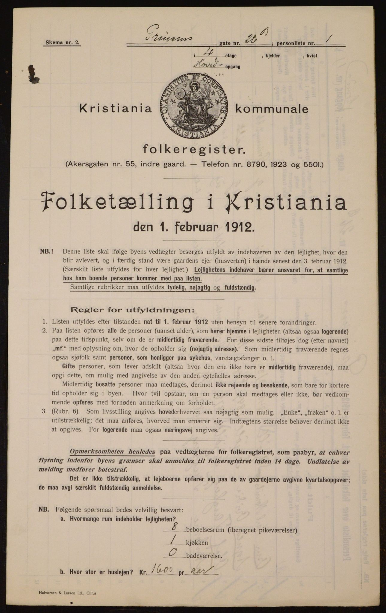 OBA, Municipal Census 1912 for Kristiania, 1912, p. 81613