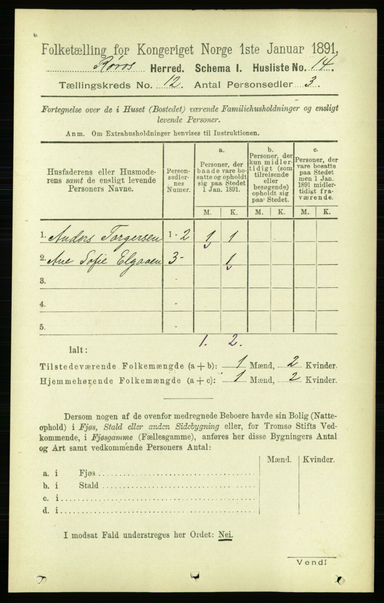 RA, 1891 census for 1640 Røros, 1891, p. 2362