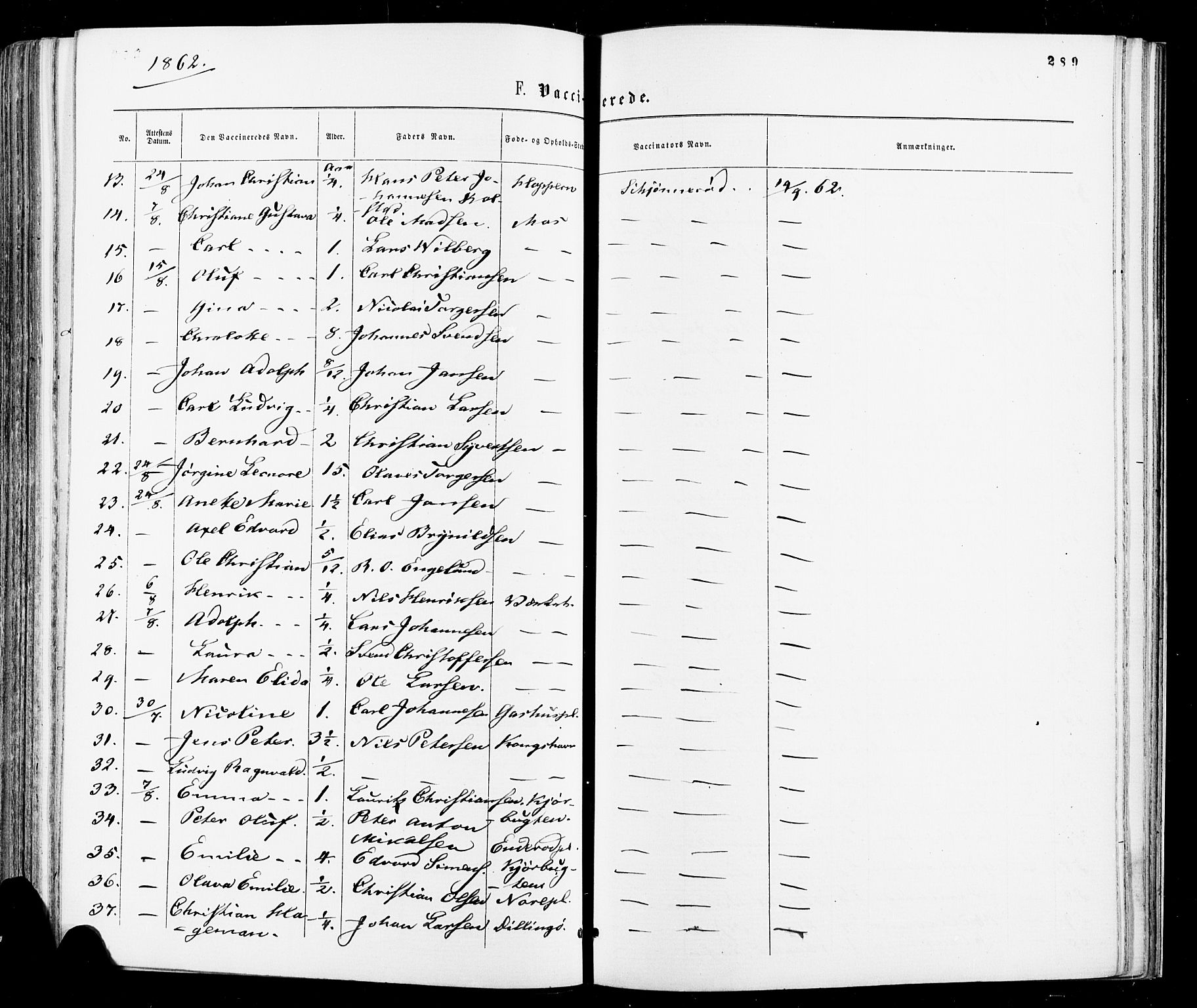 Moss prestekontor Kirkebøker, AV/SAO-A-2003/F/Fa/L0009: Parish register (official) no. I 9, 1861-1869, p. 289