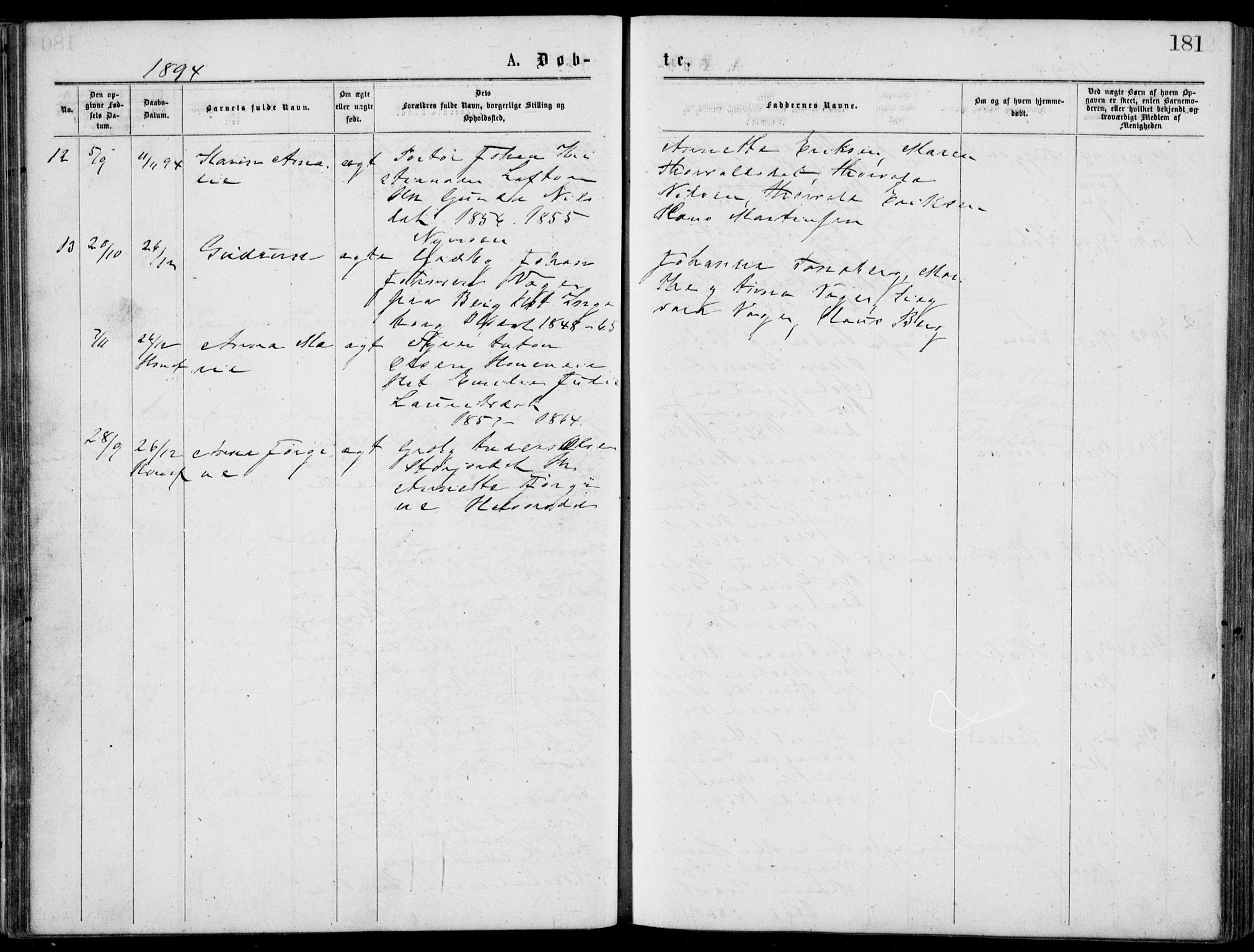 Norderhov kirkebøker, AV/SAKO-A-237/G/Gb/L0001: Parish register (copy) no. II 1, 1876-1899, p. 181