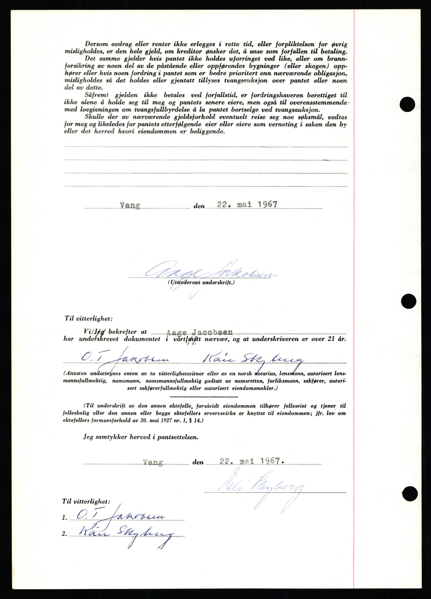 Nord-Hedmark sorenskriveri, SAH/TING-012/H/Hb/Hbf/L0071: Mortgage book no. B71, 1967-1967, Diary no: : 3006/1967