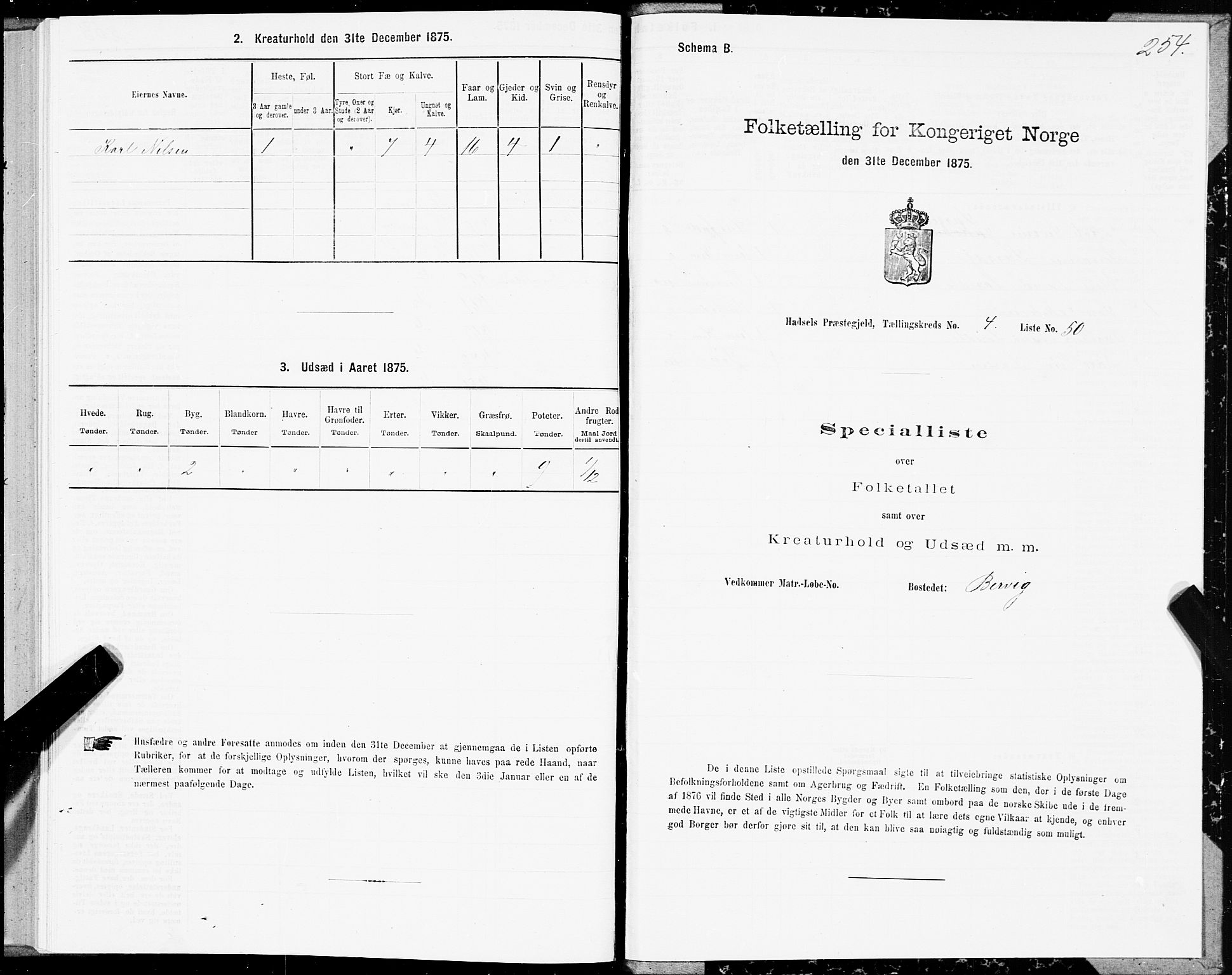 SAT, 1875 census for 1866P Hadsel, 1875, p. 2254