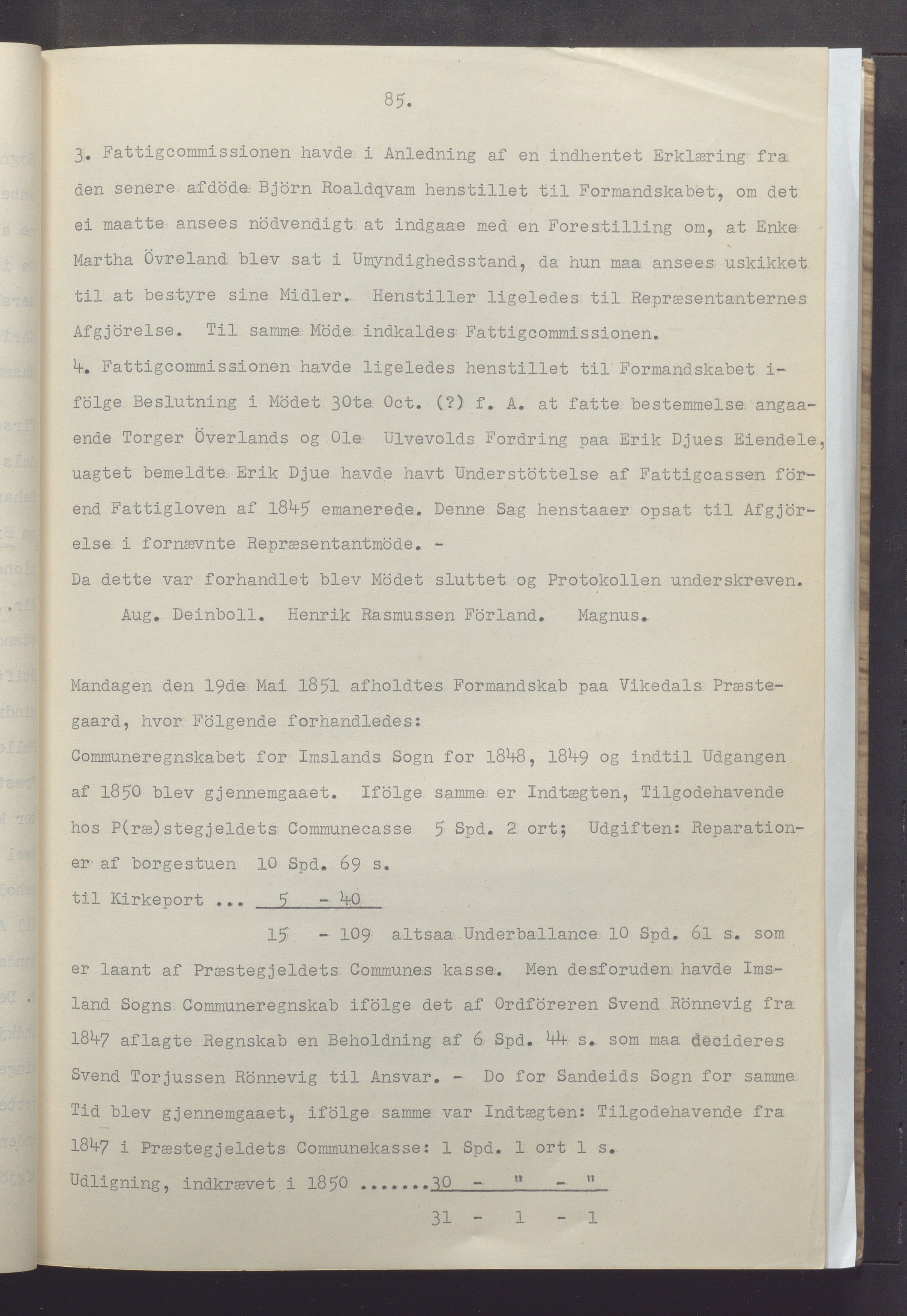 Vikedal kommune - Formannskapet, IKAR/K-100598/A/Ac/L0001: Avskrift av møtebok, 1837-1874, p. 85