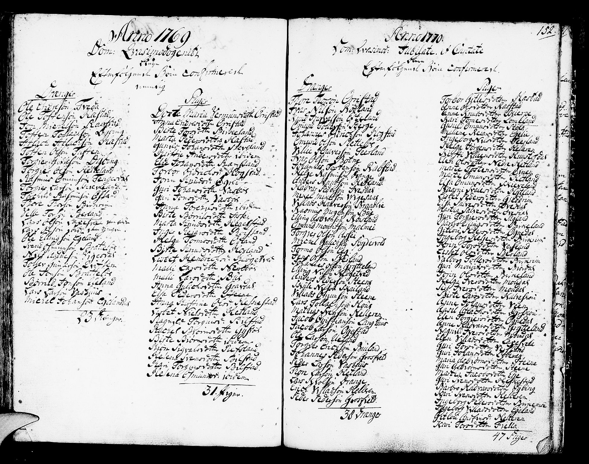 Helleland sokneprestkontor, AV/SAST-A-101810: Parish register (official) no. A 2 /1, 1762-1791, p. 152