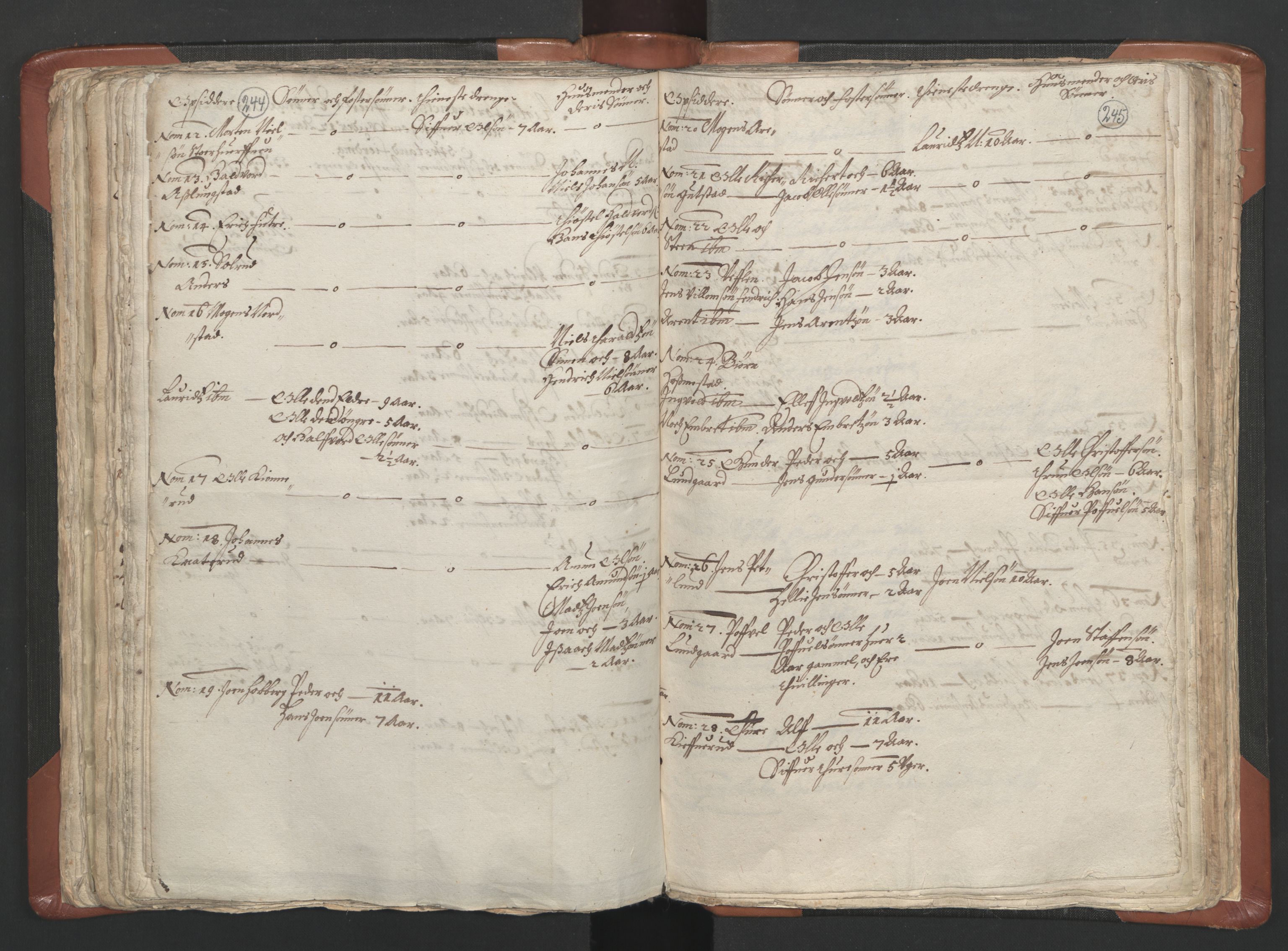 RA, Vicar's Census 1664-1666, no. 5: Hedmark deanery, 1664-1666, p. 244-245